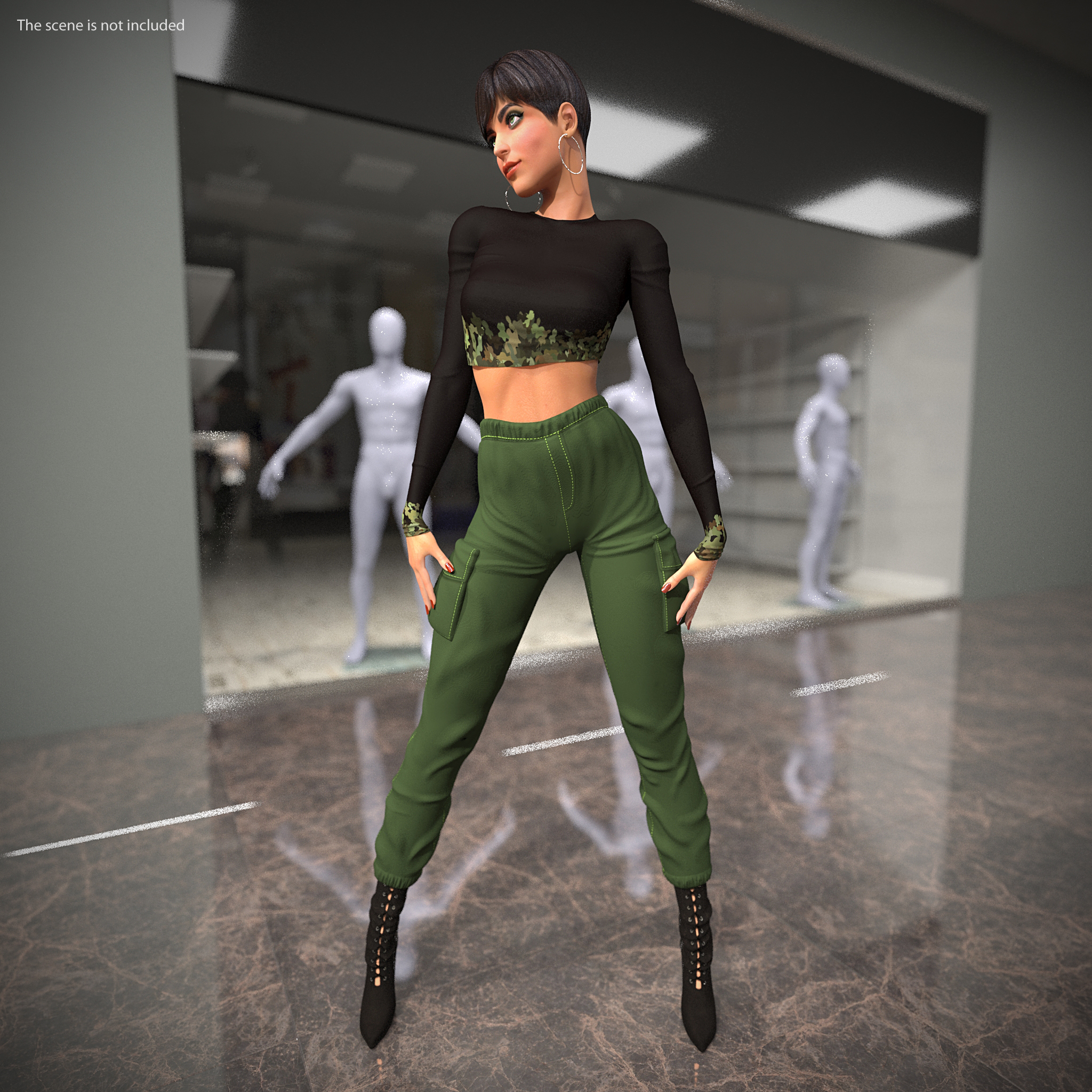 3D model Woman in Casual Clothes Rigged