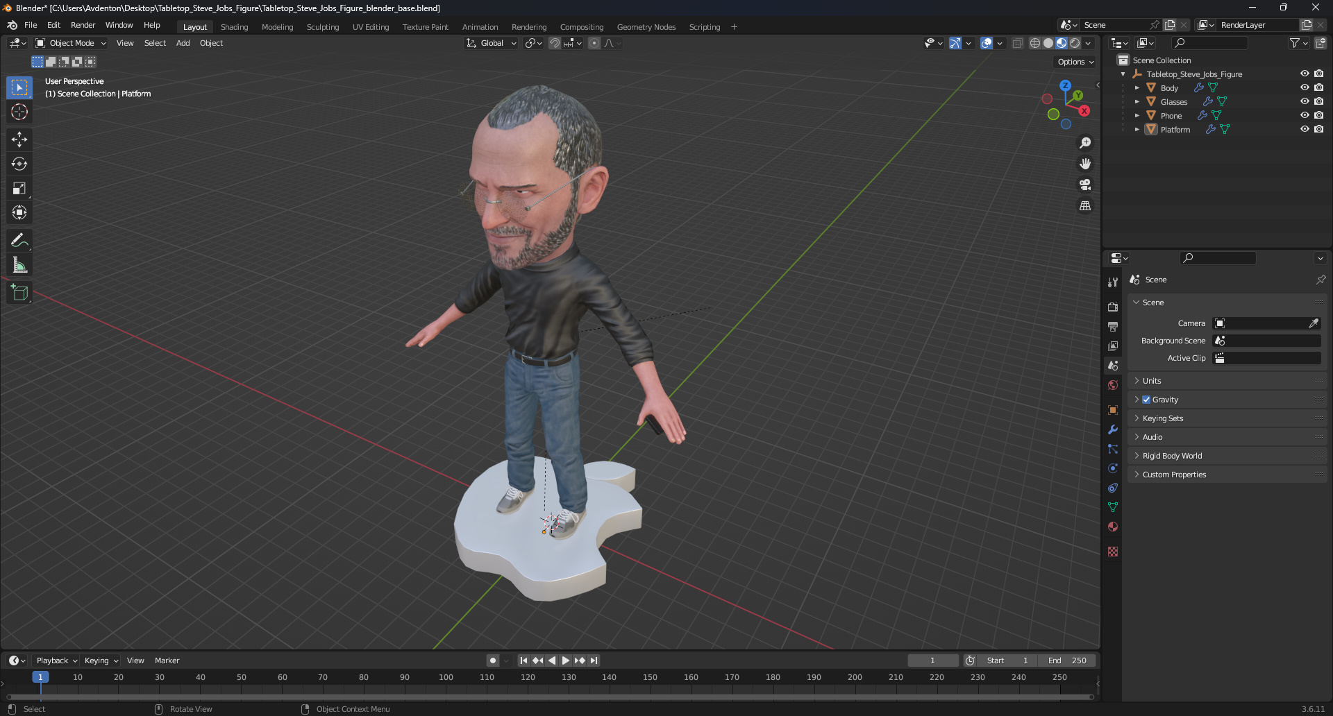 3D Tabletop Steve Jobs Figure