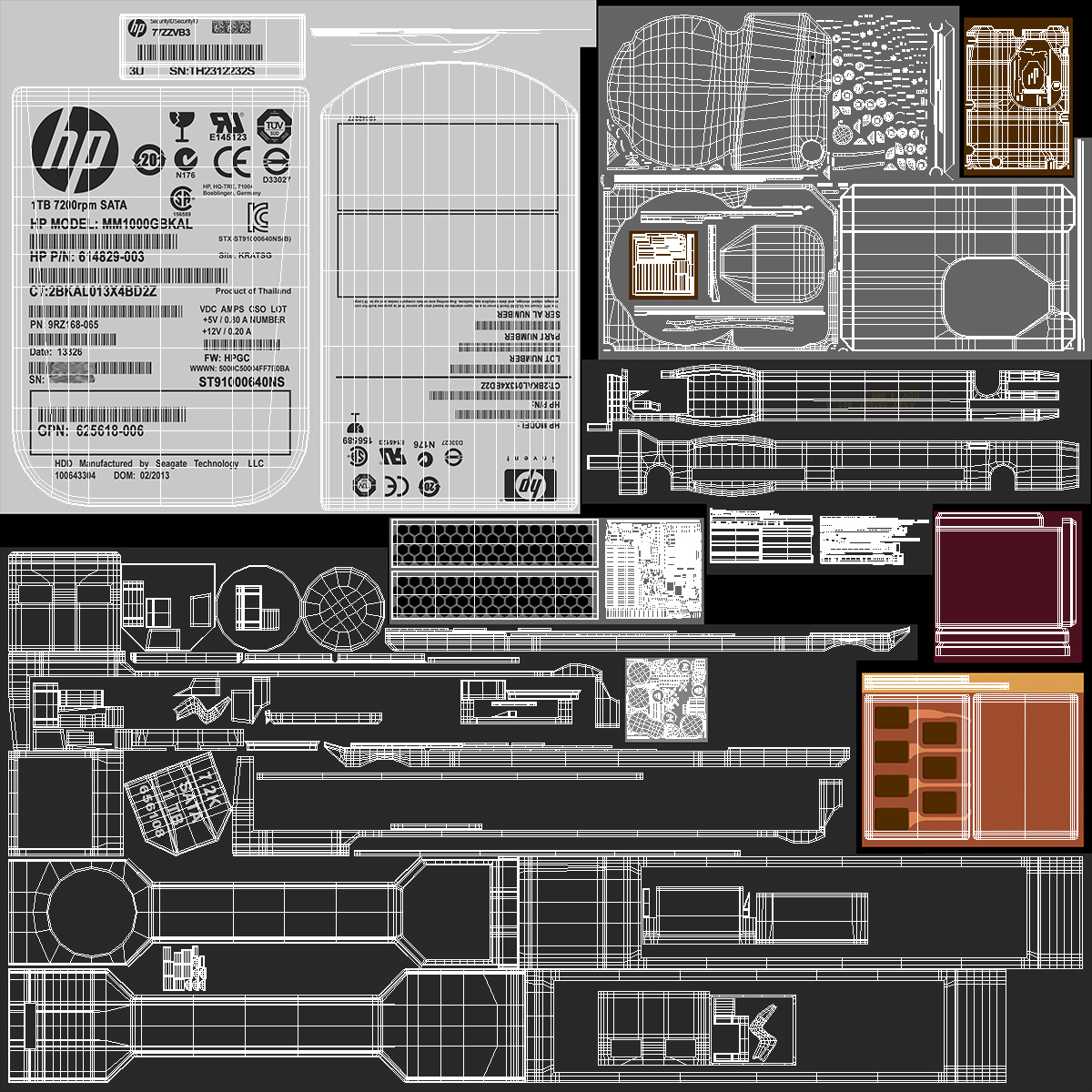 3D HP MM1000GBKAL HDD model