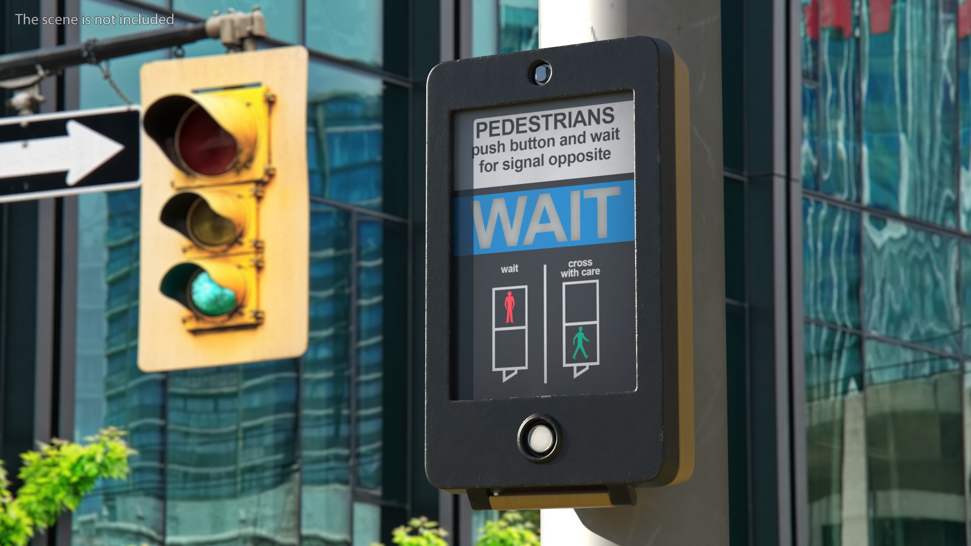 3D London pedestrian crosswalk button Off model