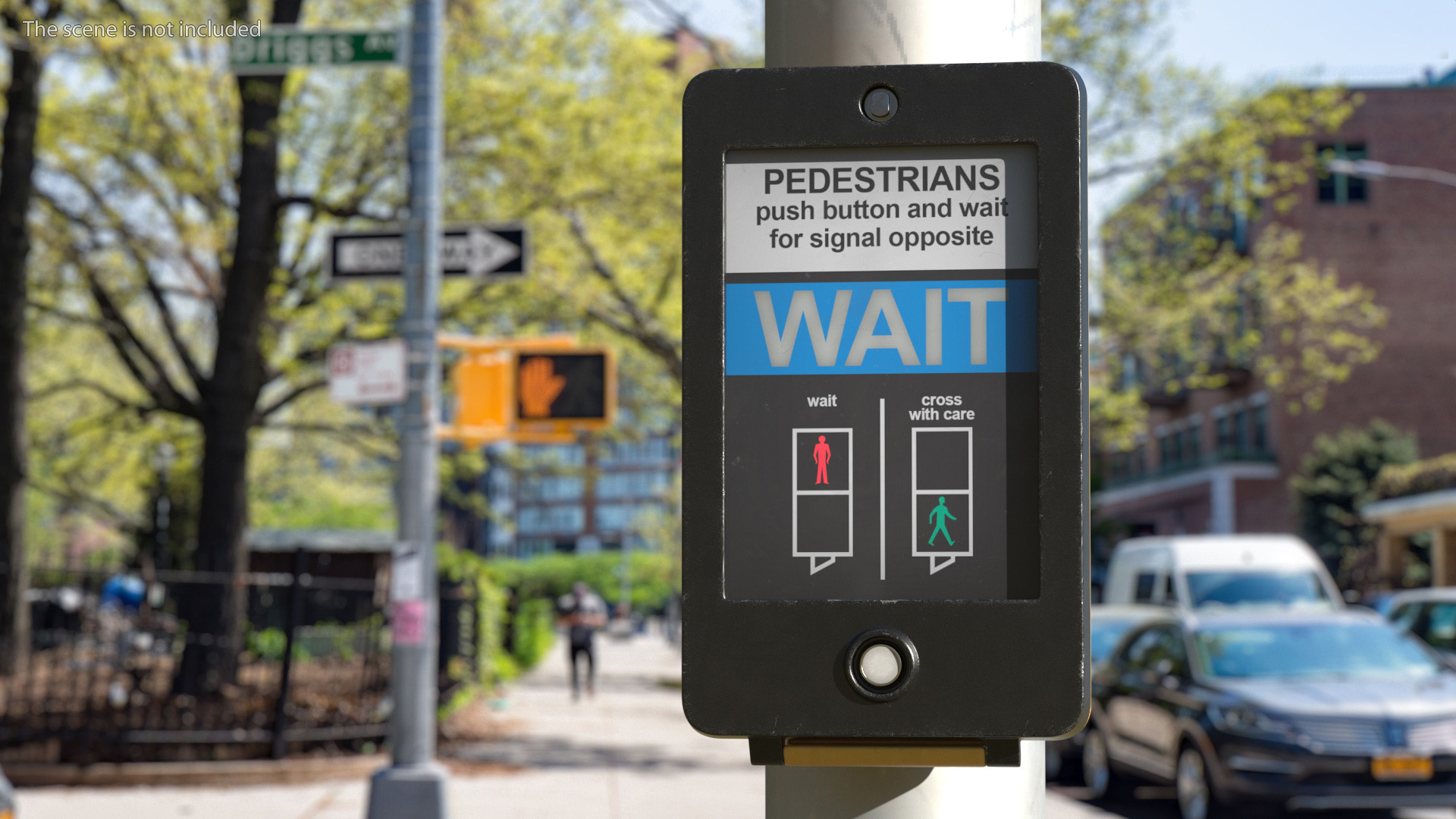 3D London pedestrian crosswalk button Off model