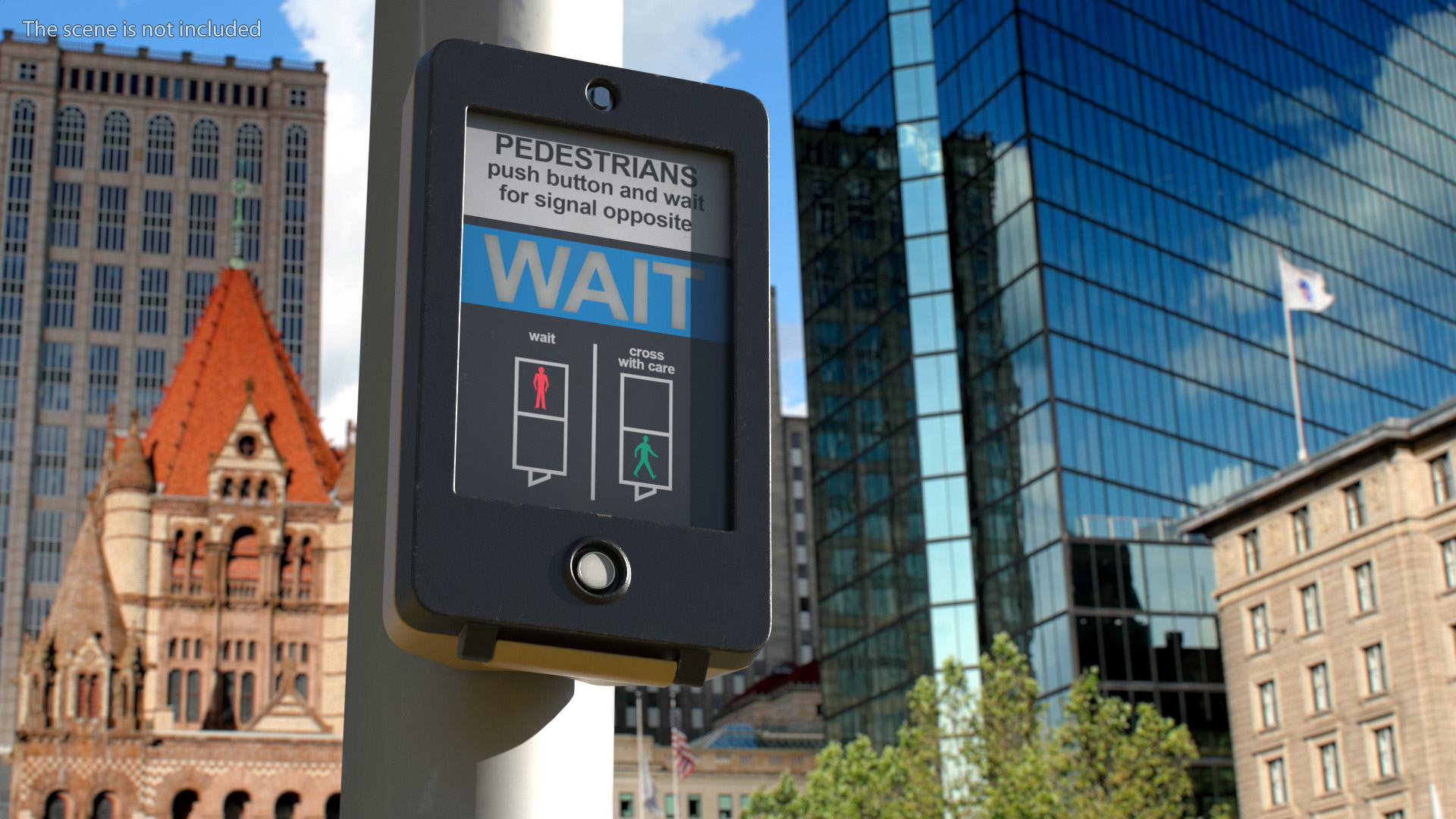 3D London pedestrian crosswalk button Off model