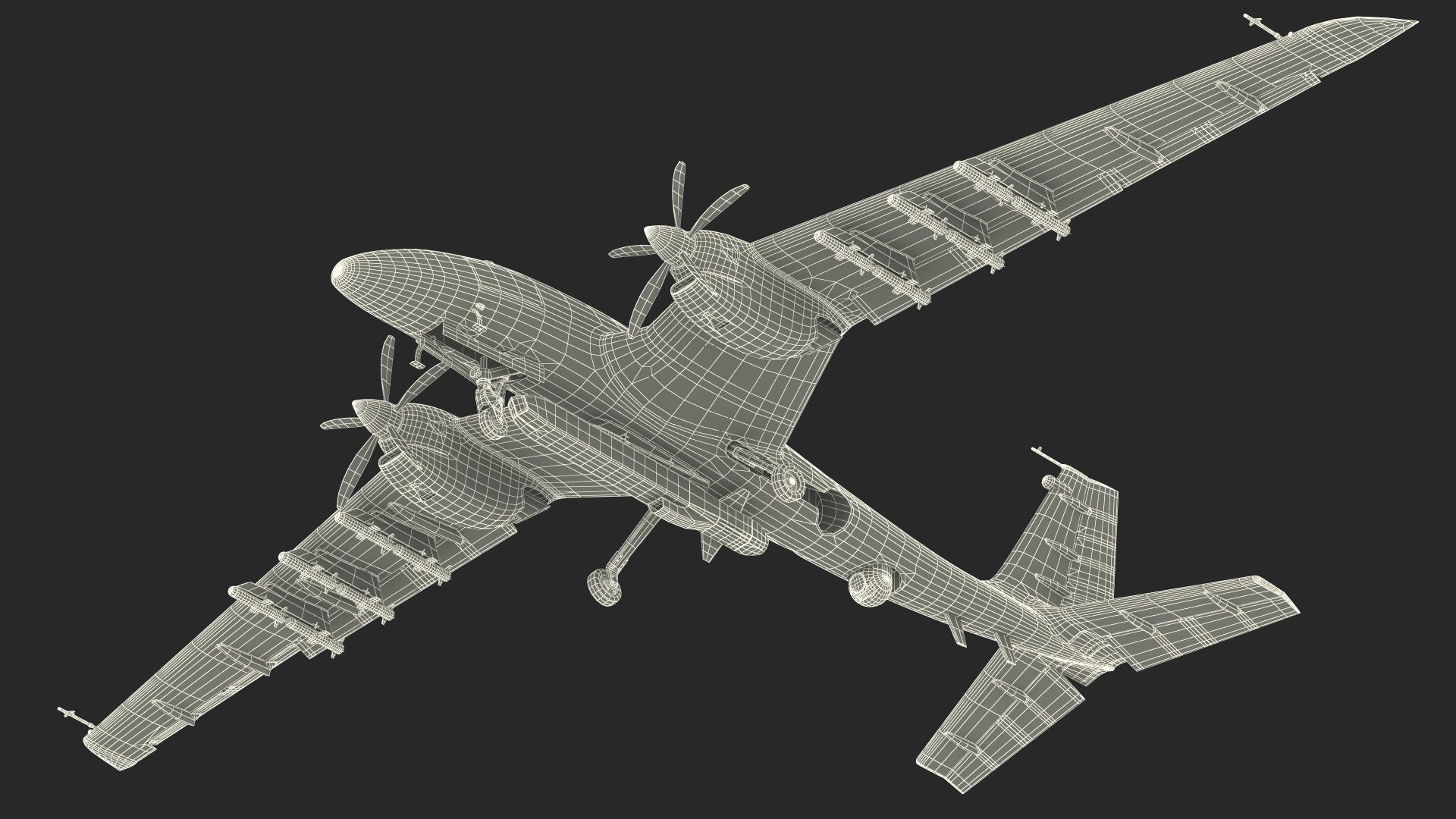 Tactical Aerial Combat Drone Rigged for Cinema 4D 3D model