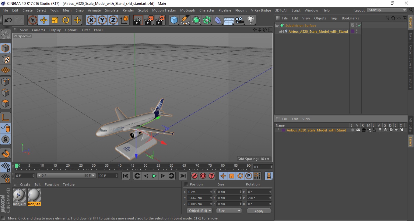 Airbus A320 Scale Model with Stand 3D model