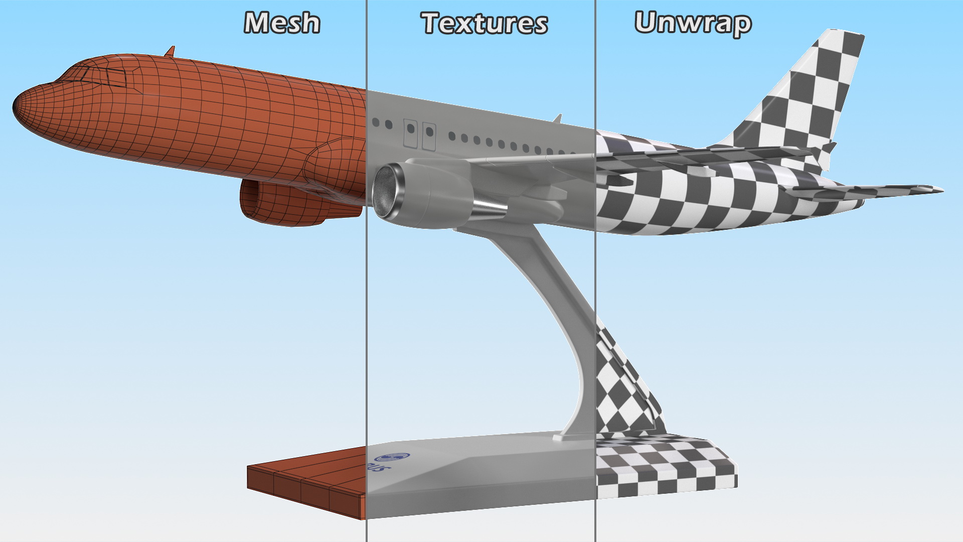 Airbus A320 Scale Model with Stand 3D model