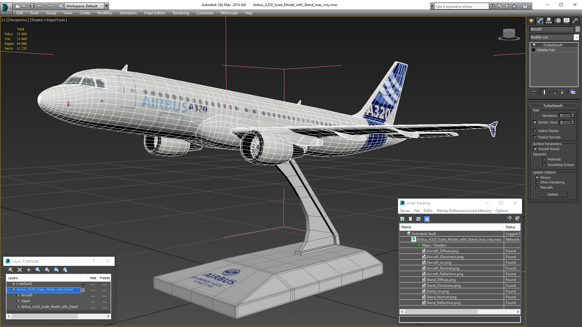 Airbus A320 Scale Model with Stand 3D model