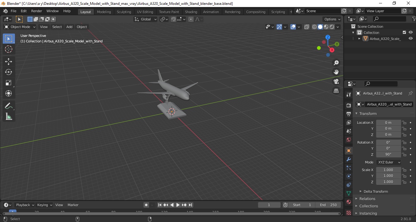 Airbus A320 Scale Model with Stand 3D model