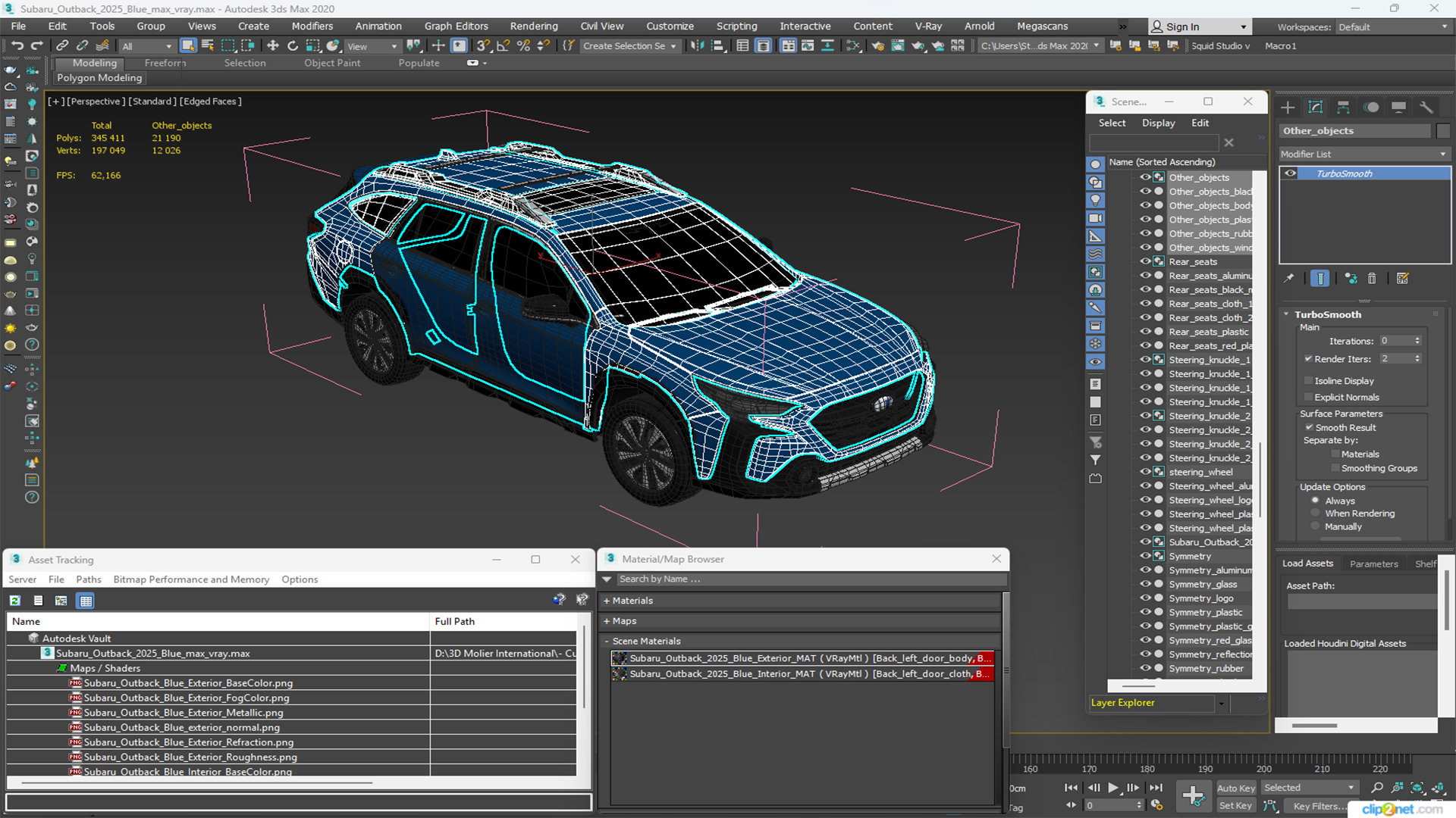 Subaru Outback 2025 Blue 3D model