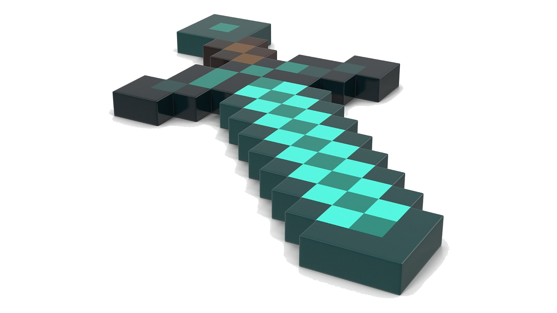 3D Pixelated Minecraft Diamond Sword model