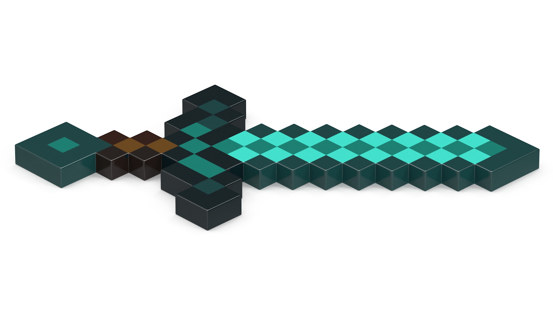 3D Pixelated Minecraft Diamond Sword model