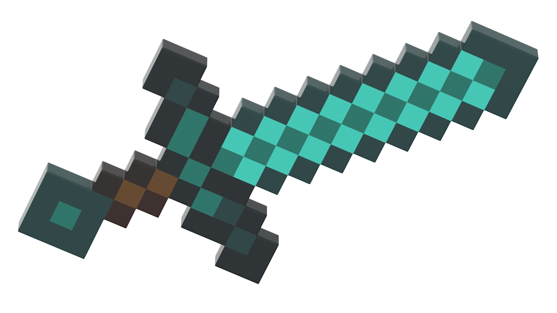 3D Pixelated Minecraft Diamond Sword model