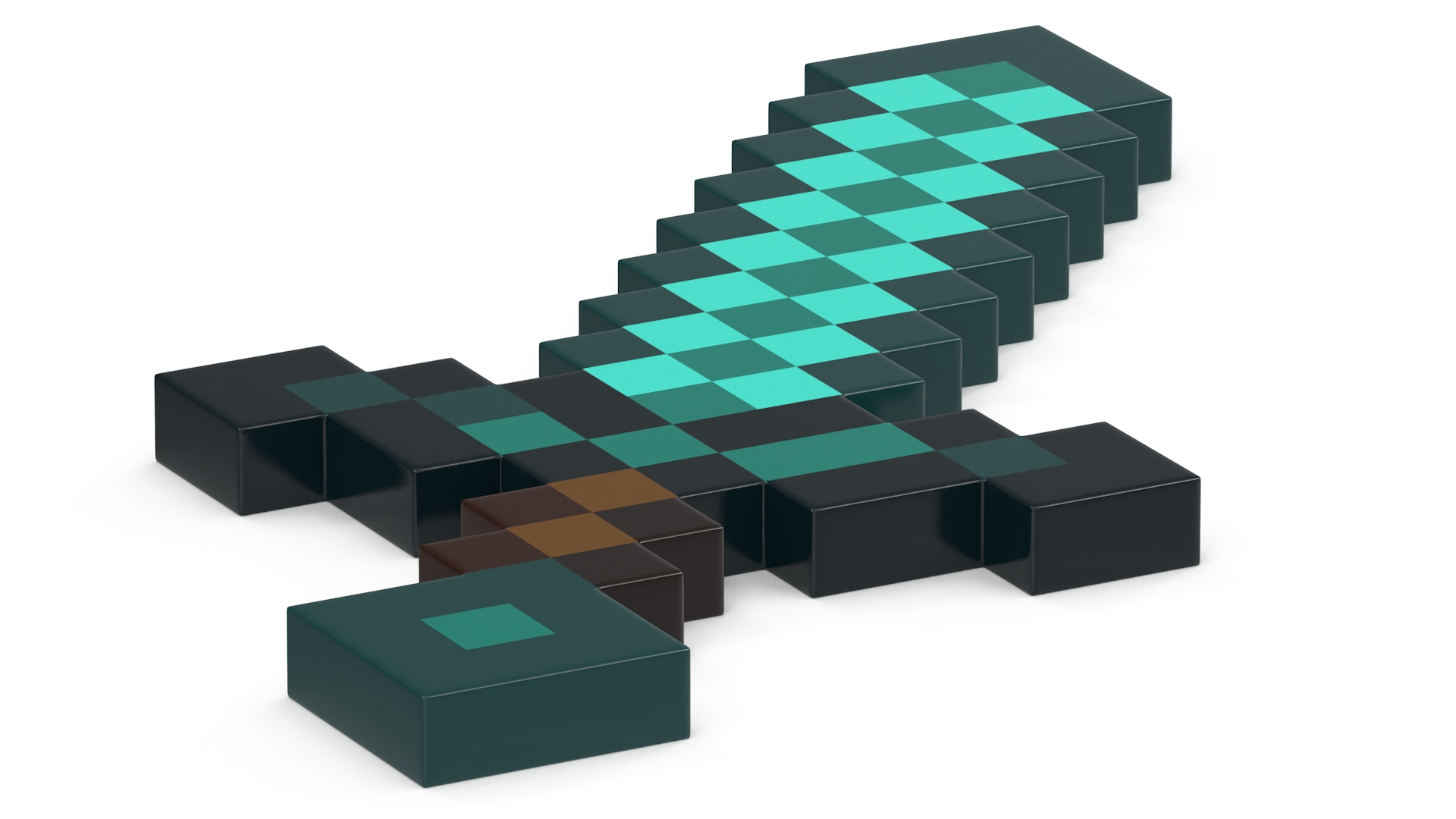 3D Pixelated Minecraft Diamond Sword model