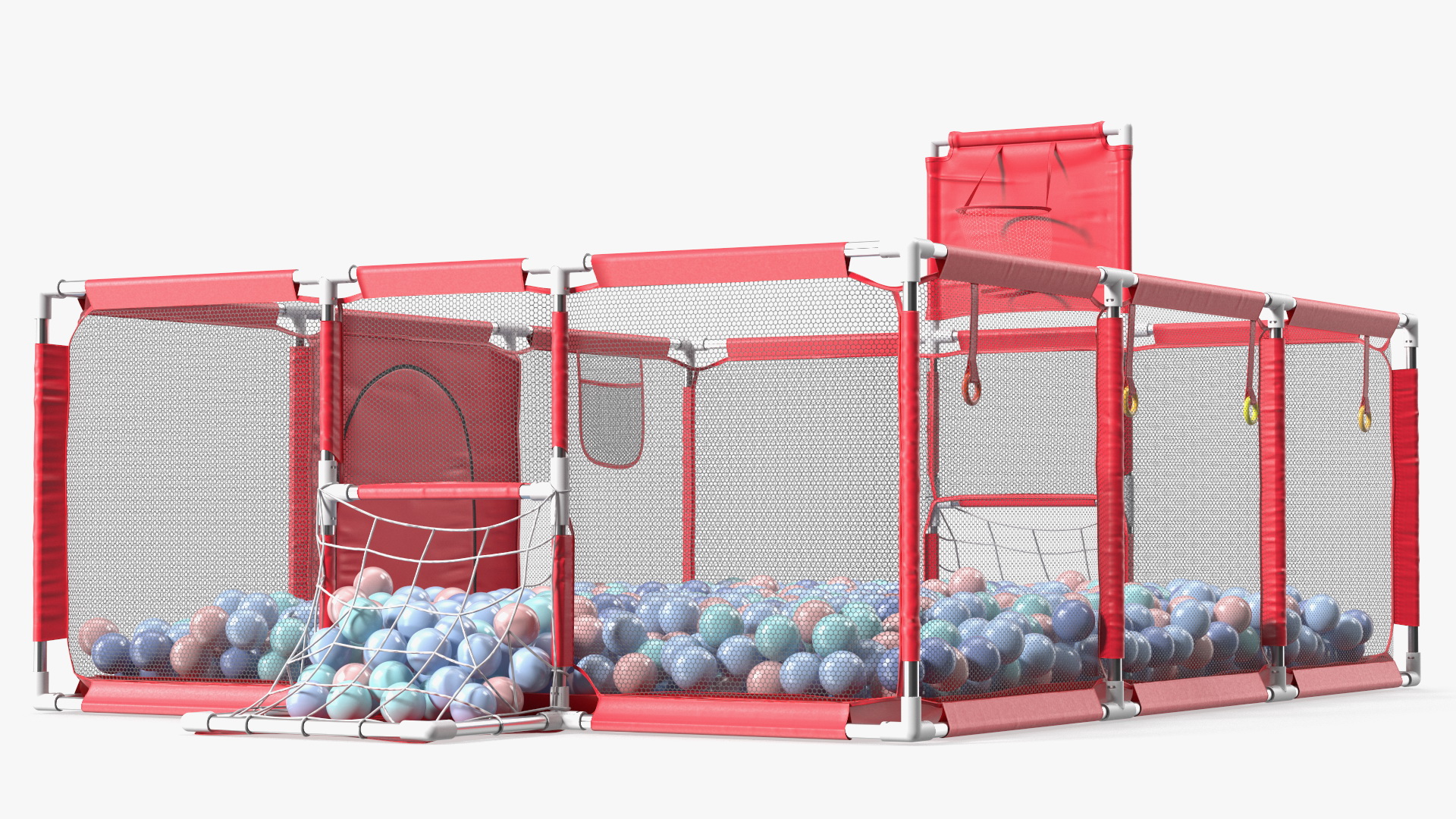 3D model Red Baby Playpen with Plastic Balls