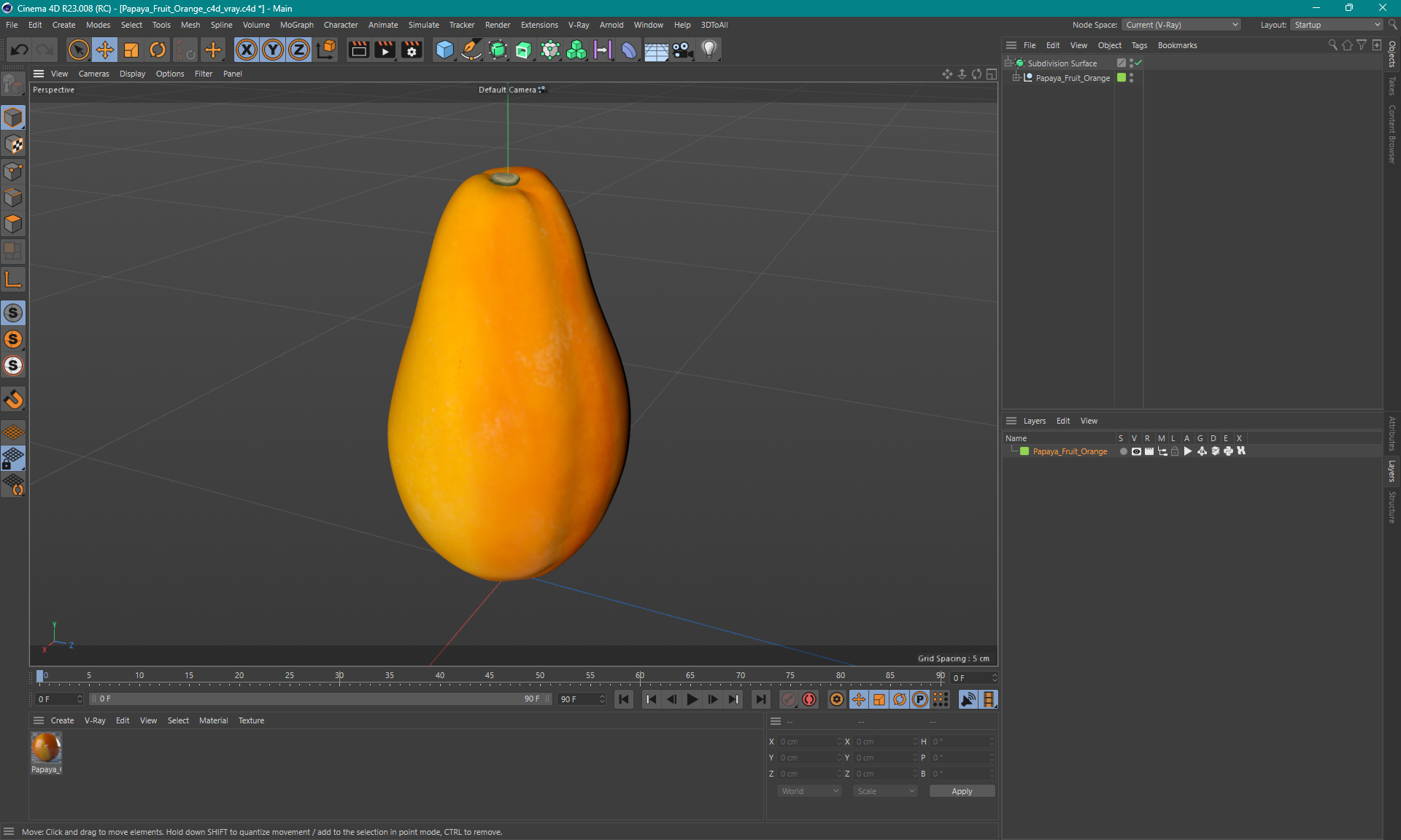 Papaya Fruit Orange 3D model