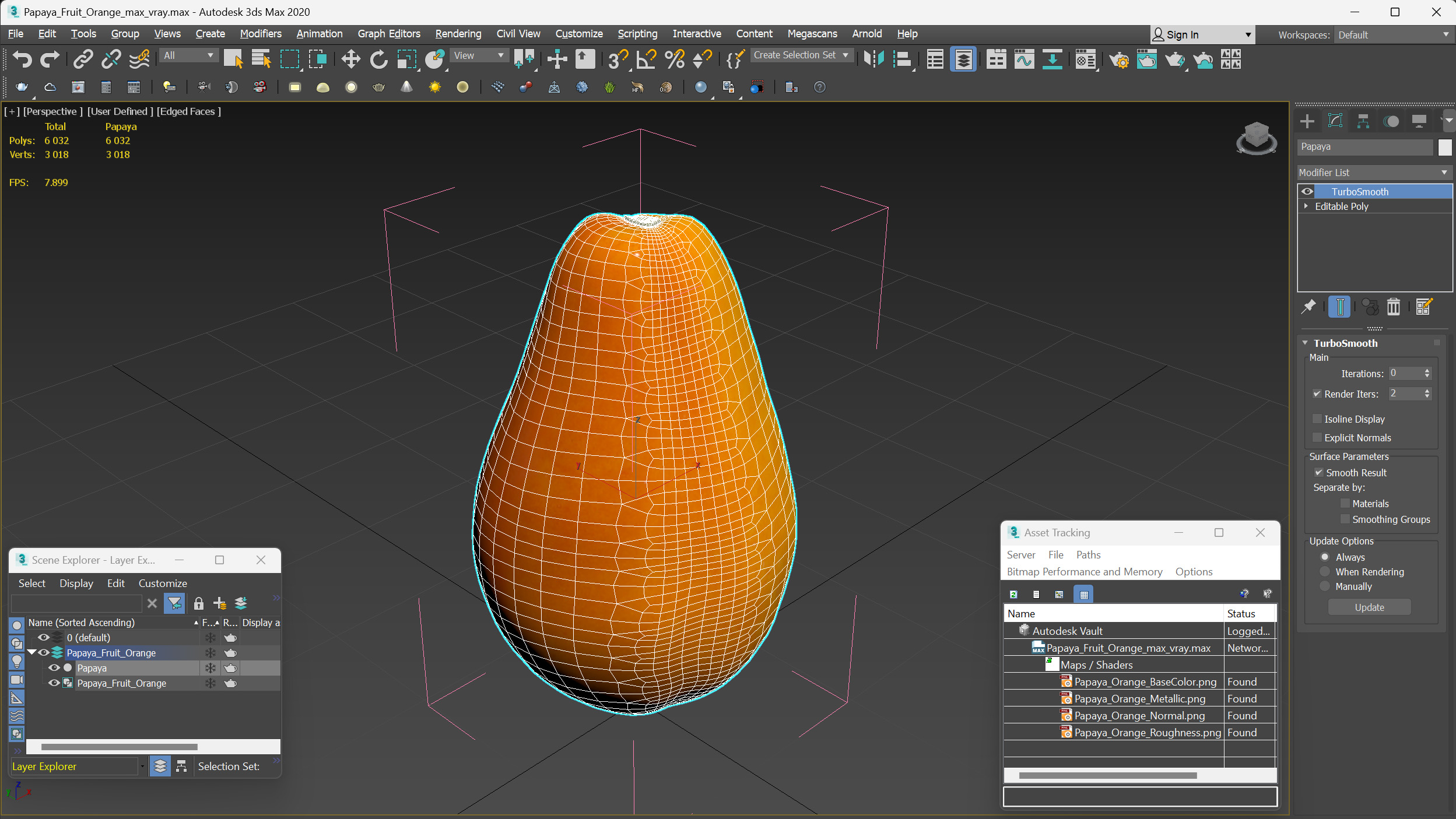 Papaya Fruit Orange 3D model