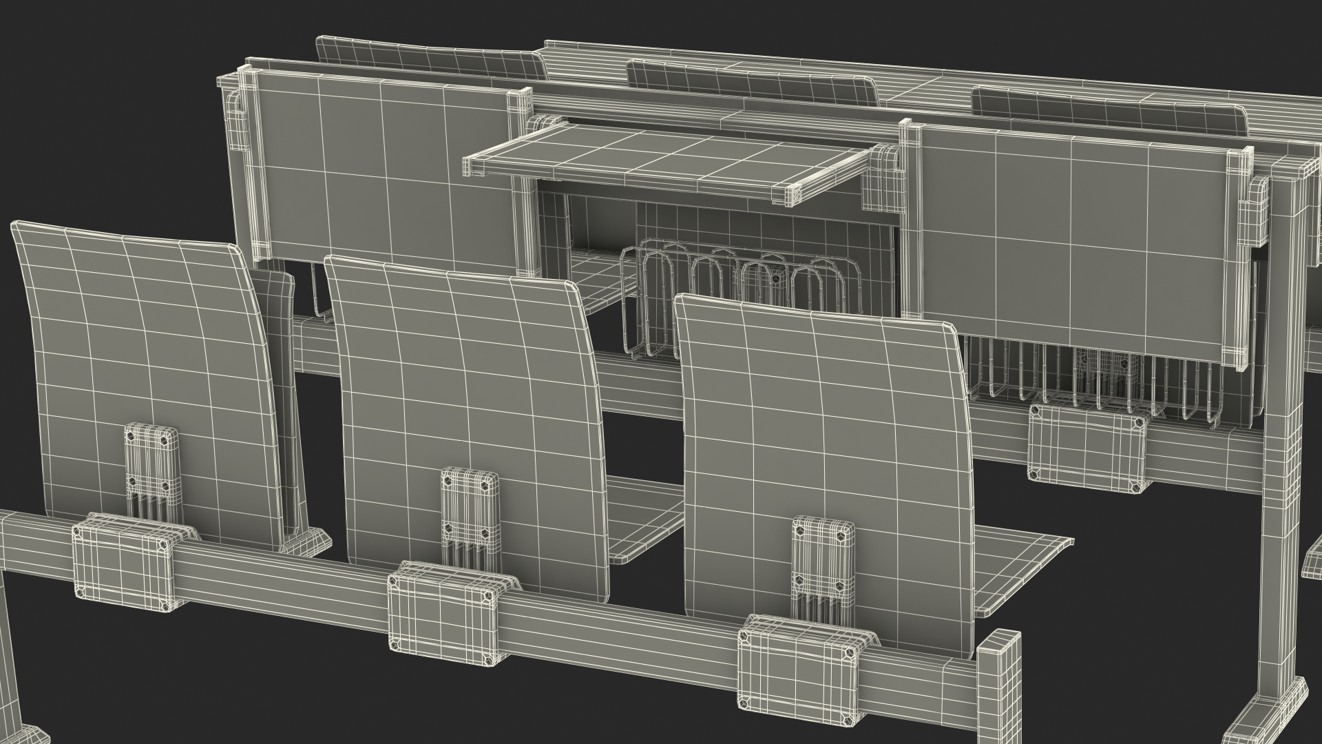 University Seating System Set Six Seats 3D model