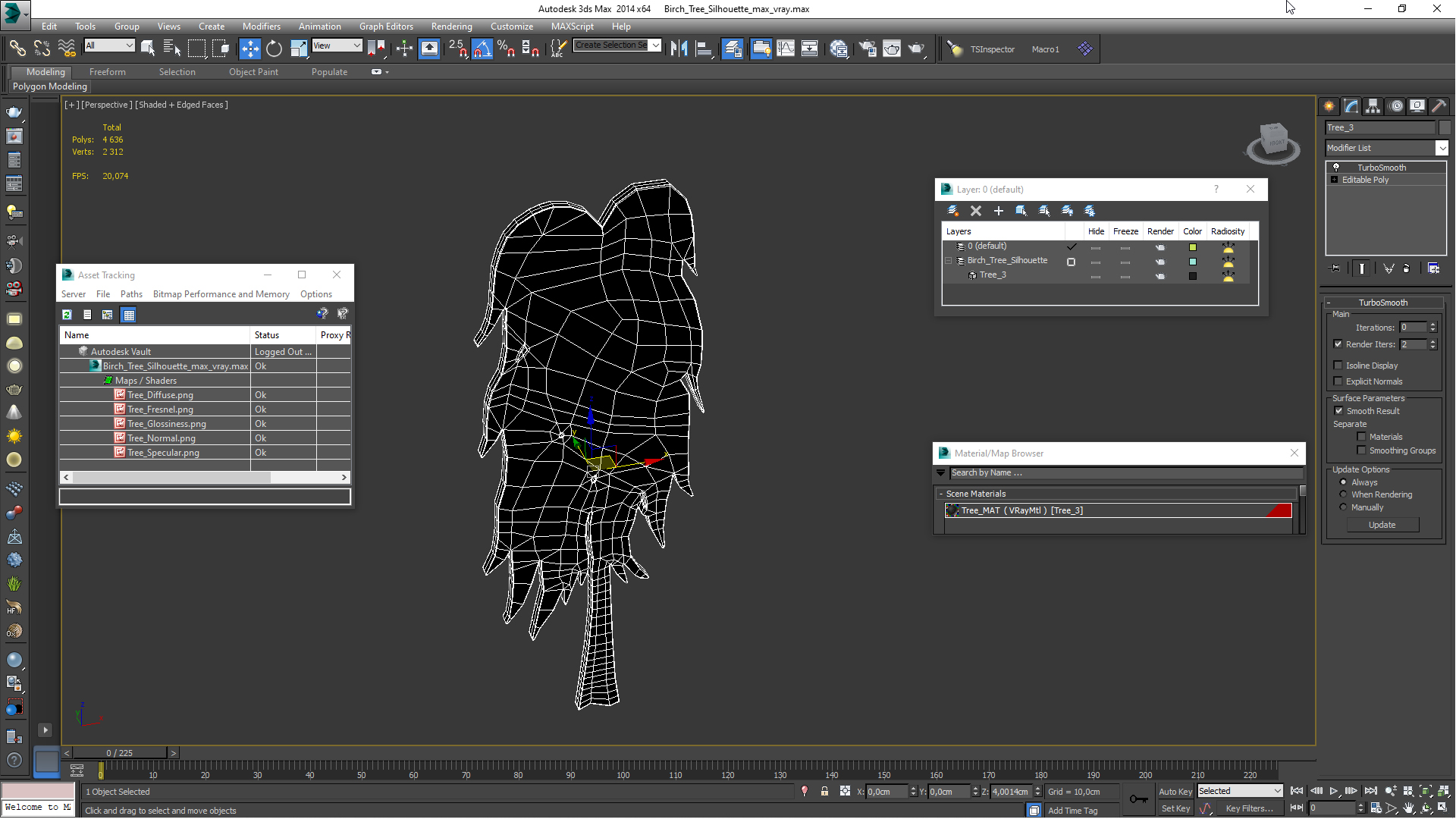 3D Birch Tree Silhouette