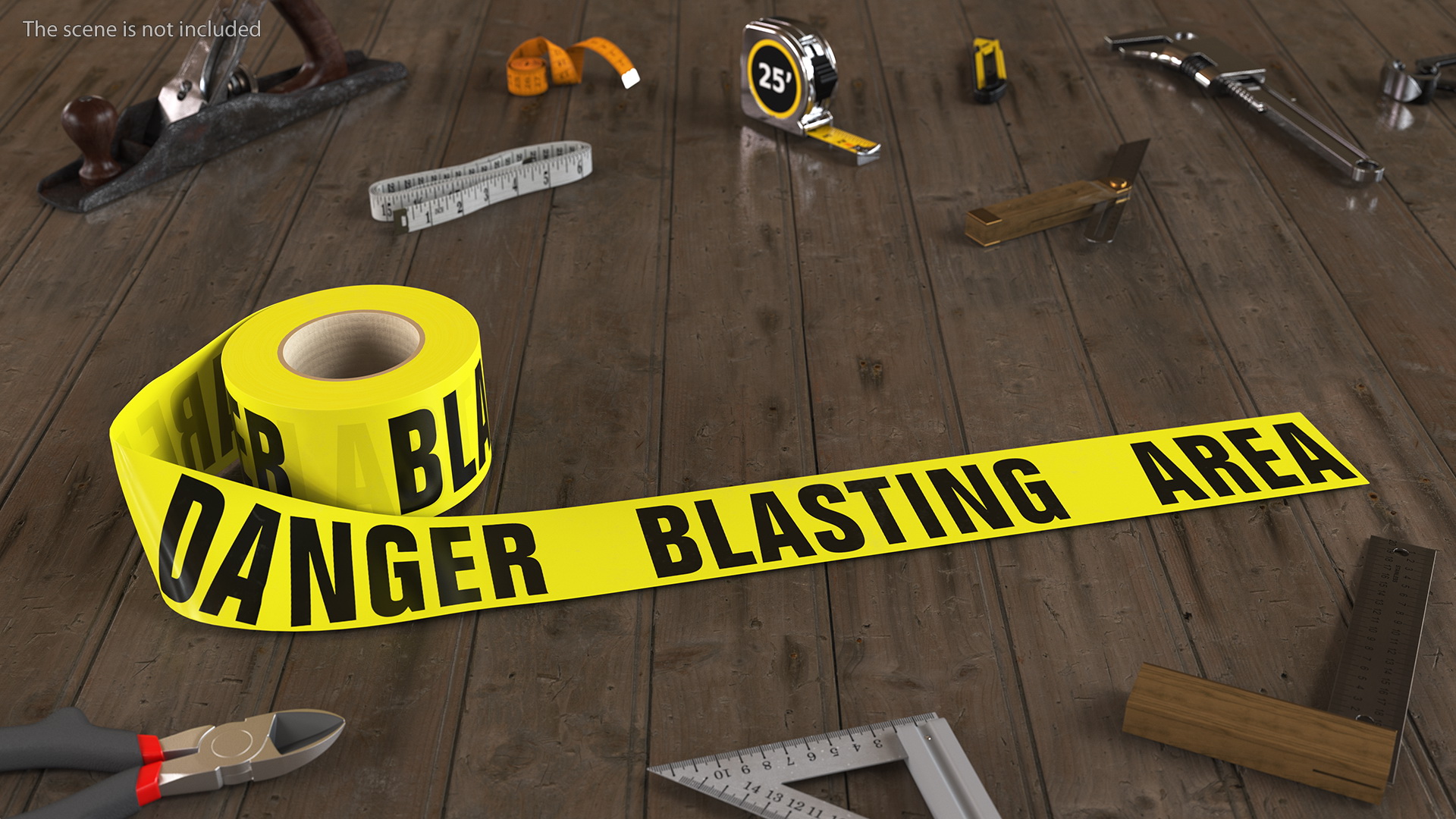 Barricade Tape Danger Blasting Area Yellow 3D