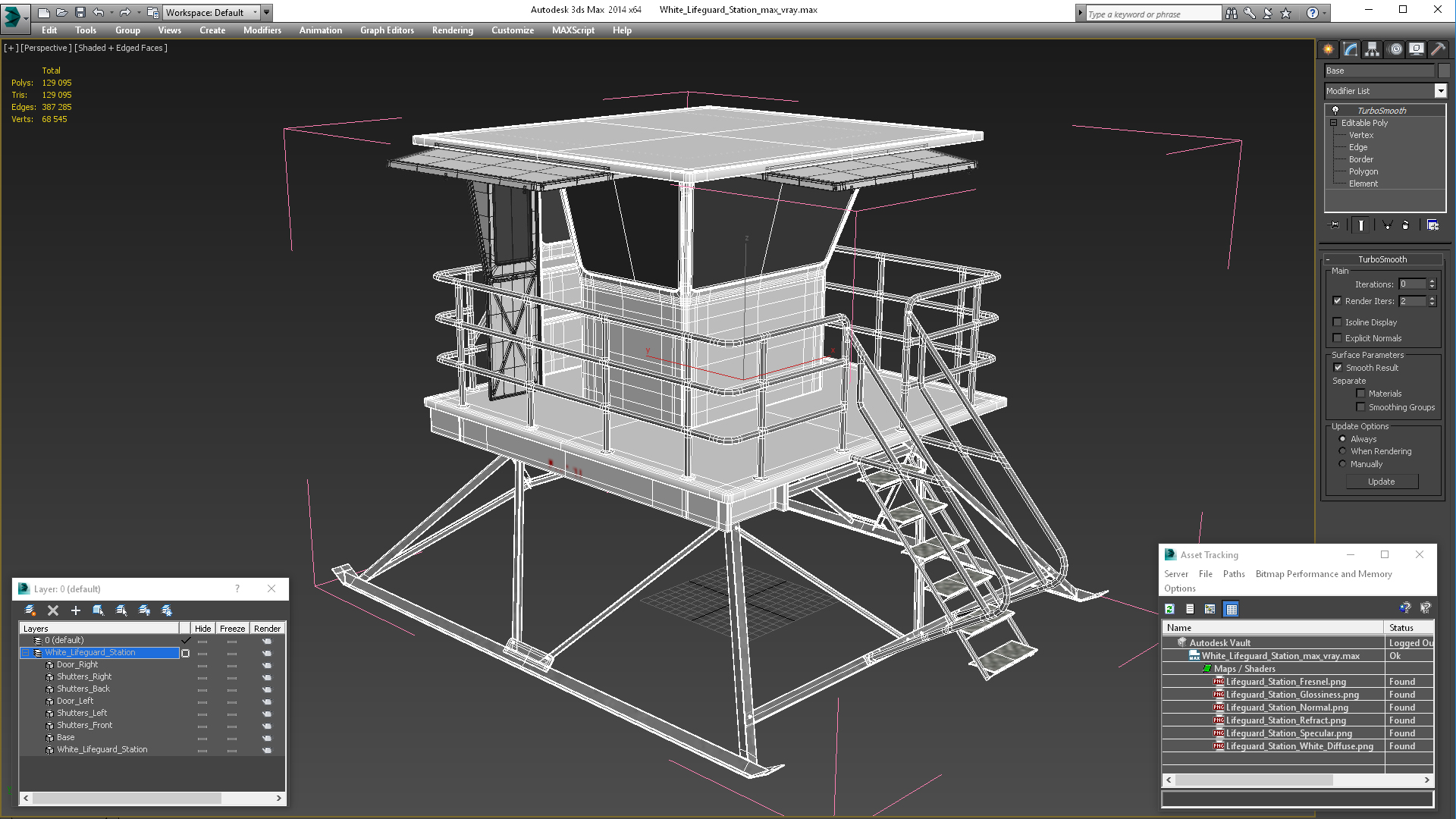 3D White Lifeguard Station model