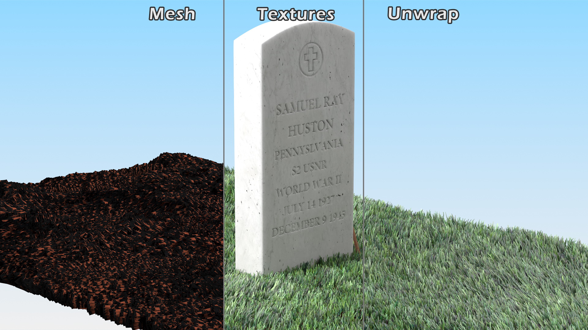 Grave World War Hero Fur 3D model