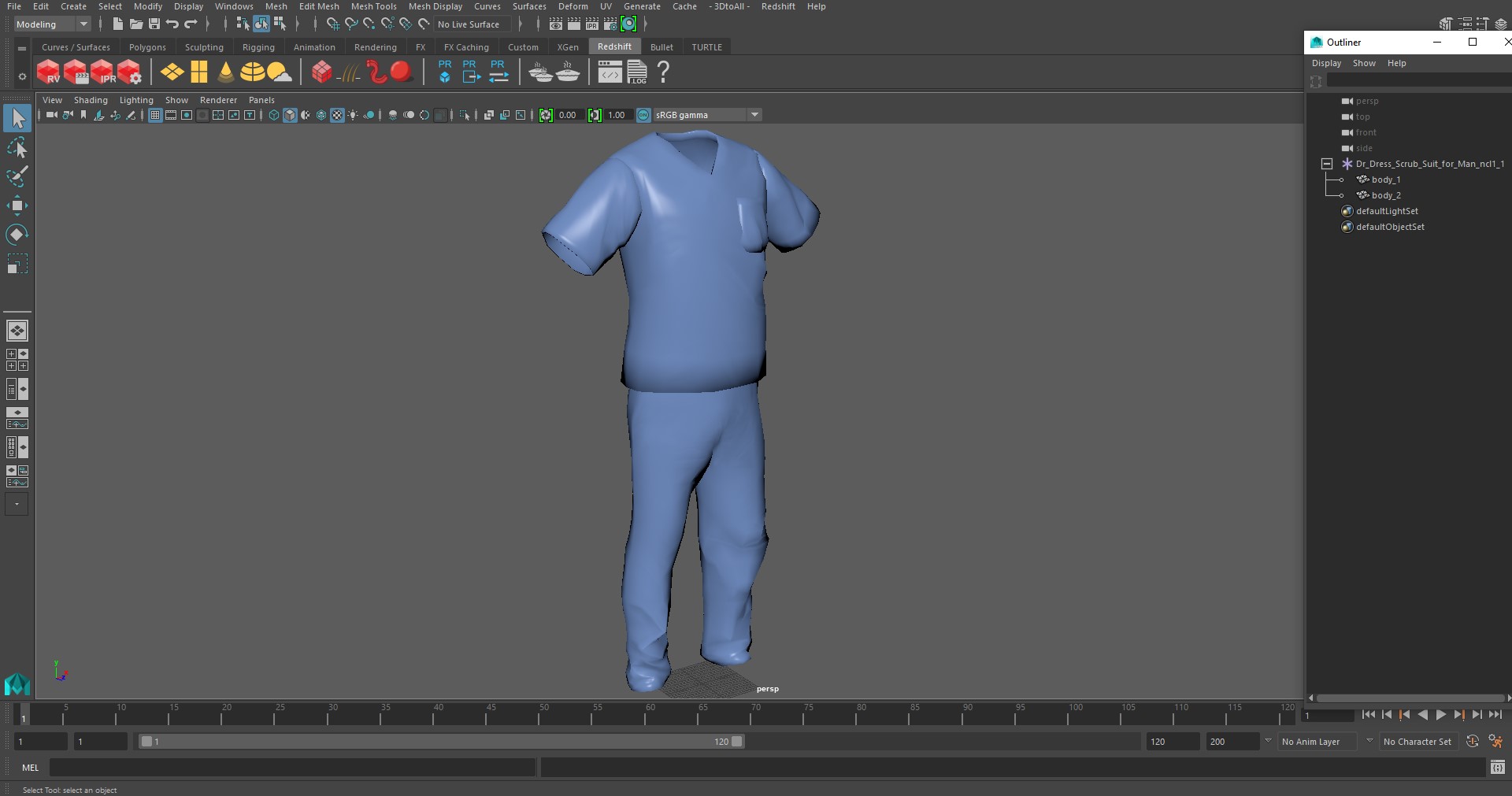 Dr Dress Scrub Suit for Man 3D