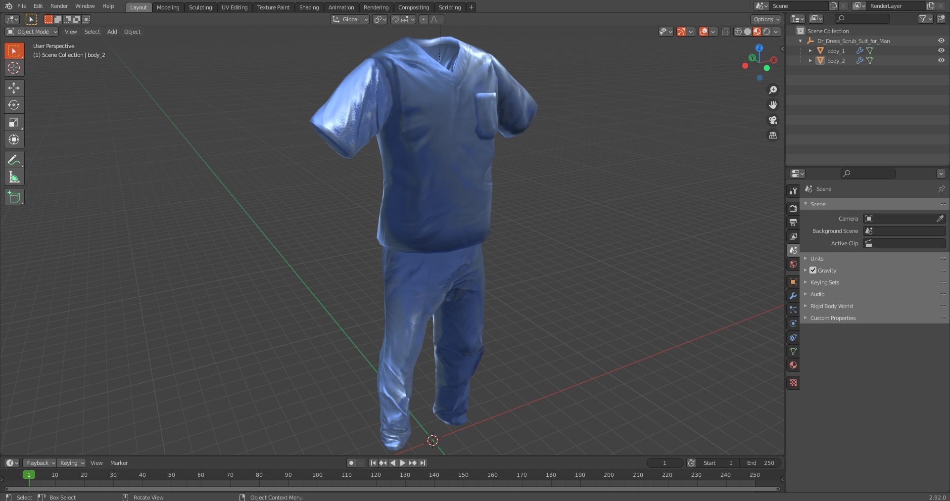 Dr Dress Scrub Suit for Man 3D