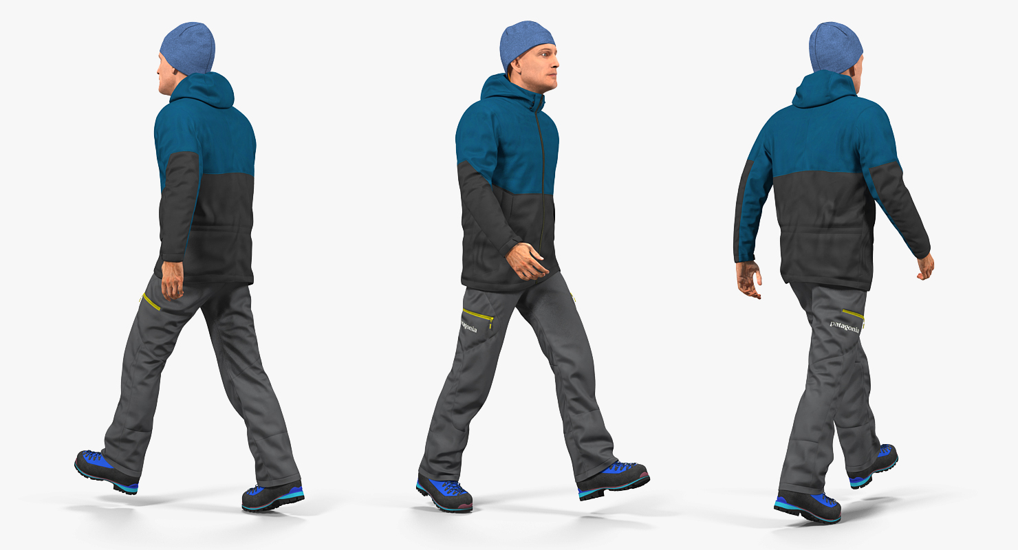 Winter Men Sportswear Walking Pose 3D model