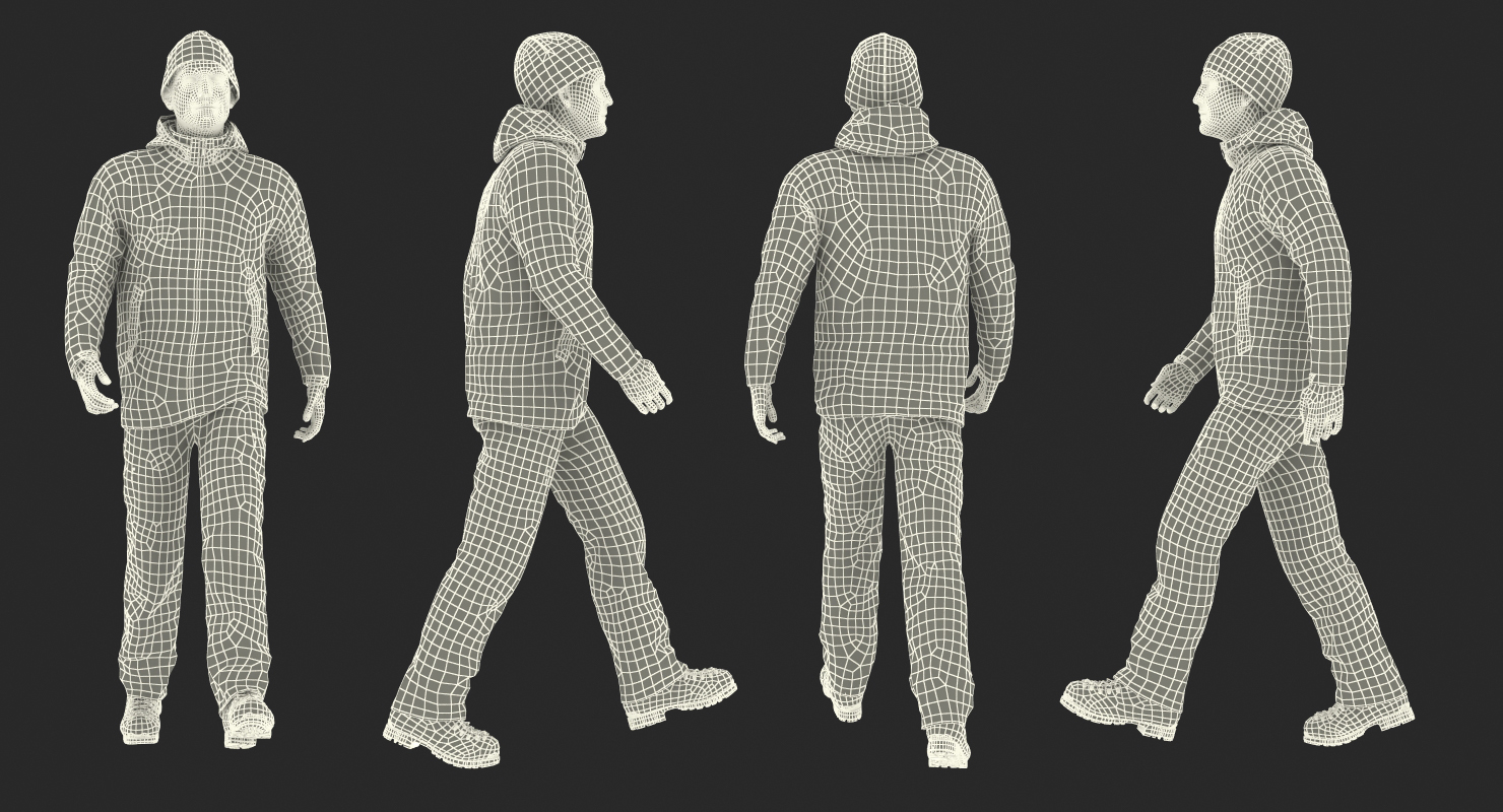 Winter Men Sportswear Walking Pose 3D model