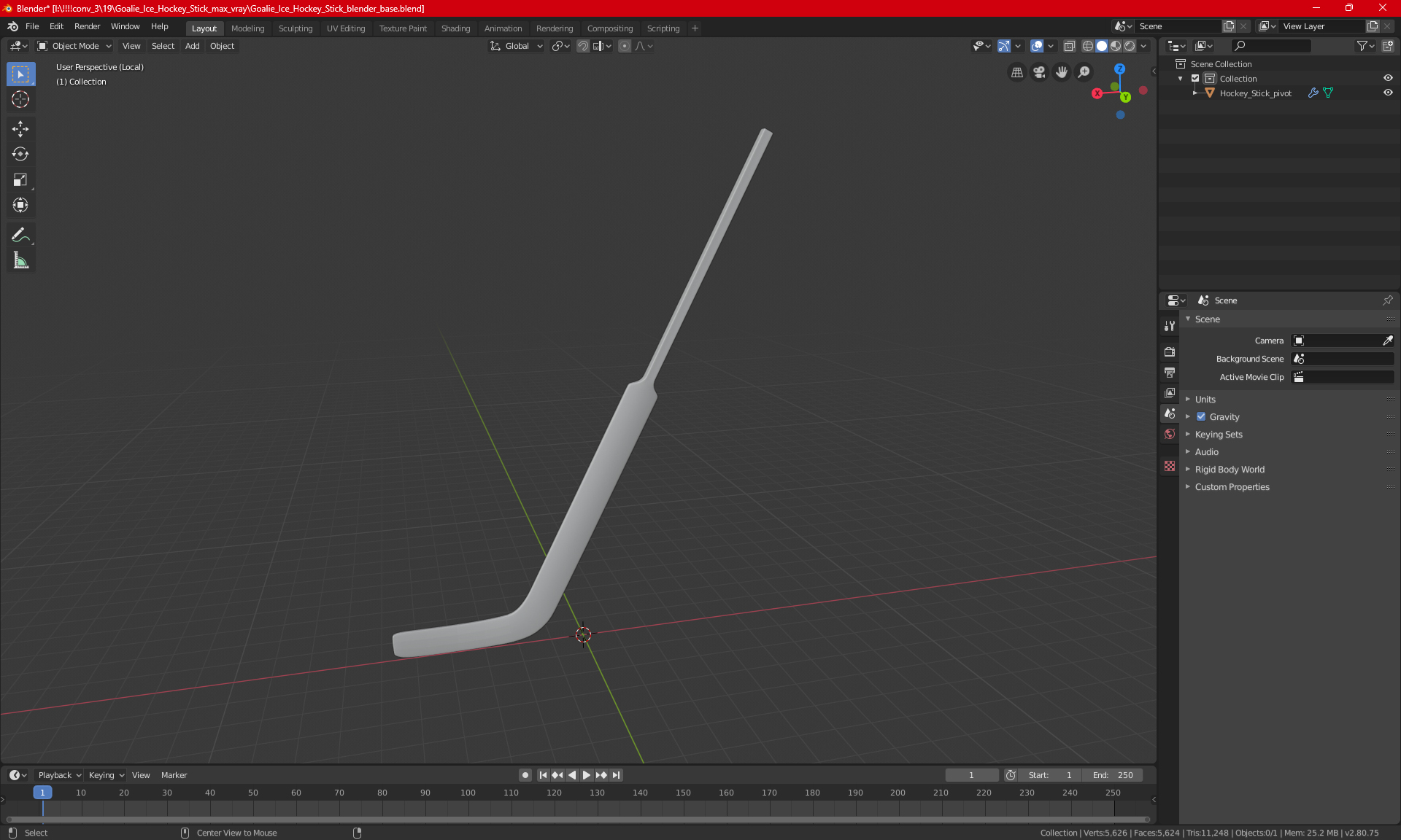 3D Goalie Ice Hockey Stick model