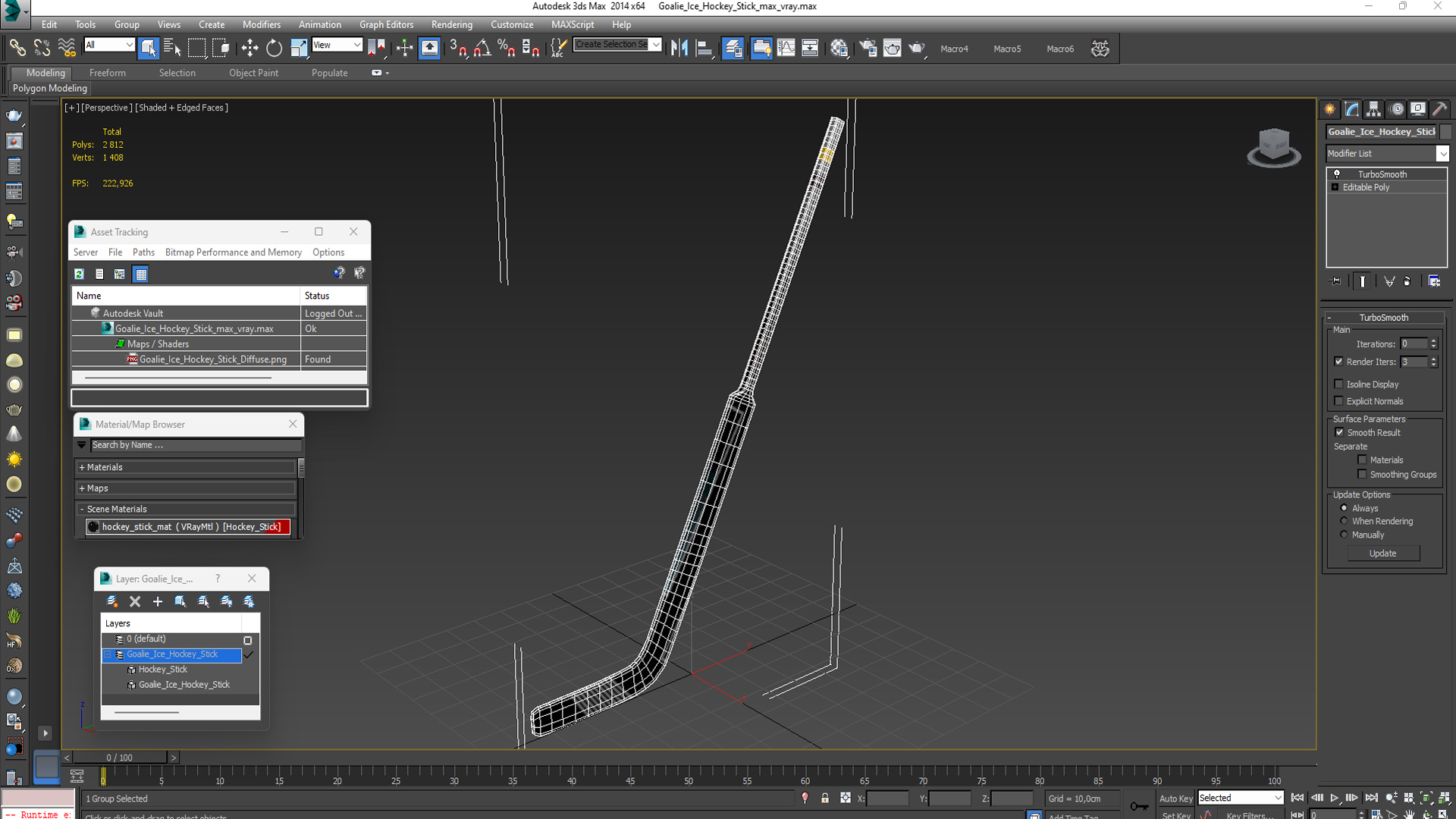 3D Goalie Ice Hockey Stick model