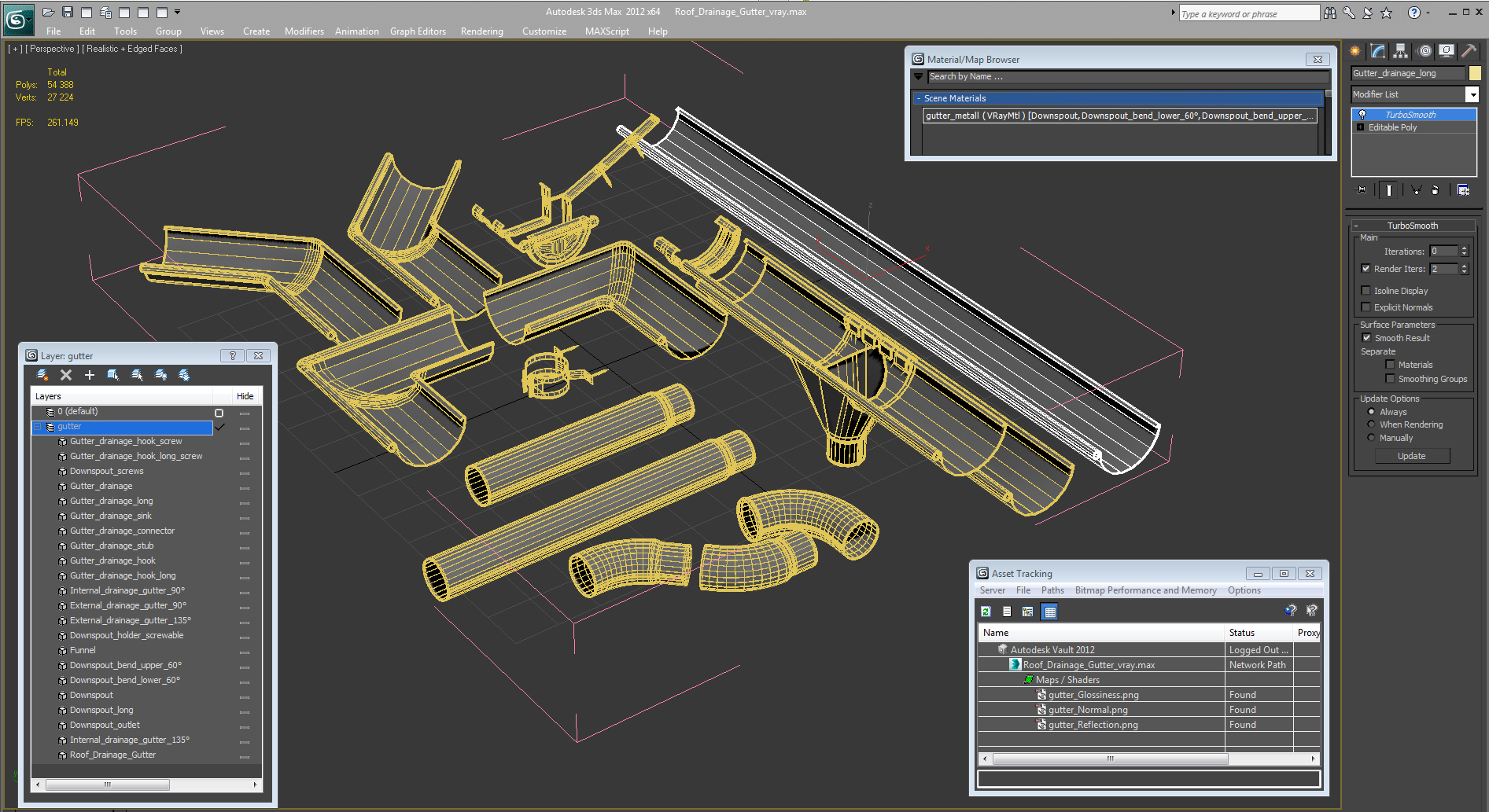 3D model Roof Drainage Gutter