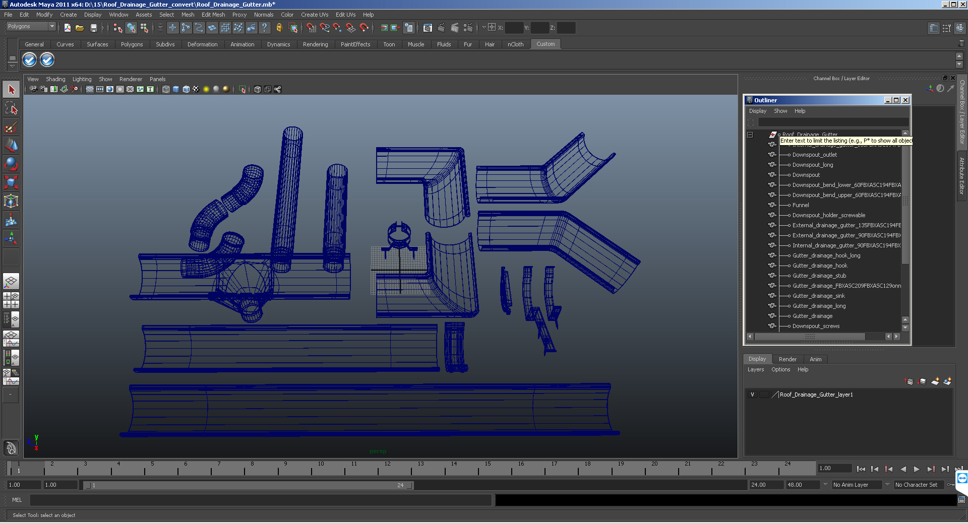 3D model Roof Drainage Gutter