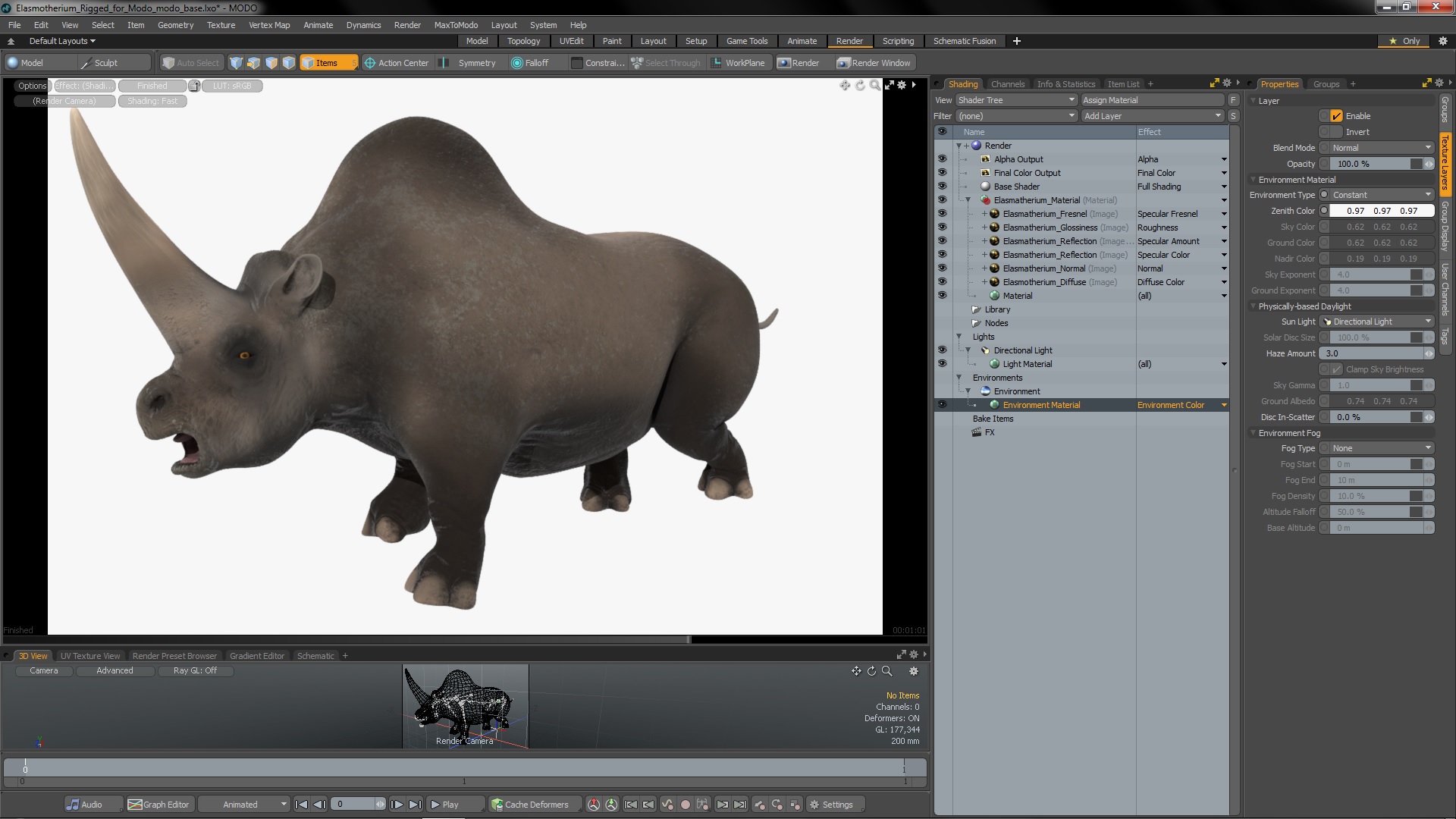 Elasmotherium Rigged for Modo 3D model