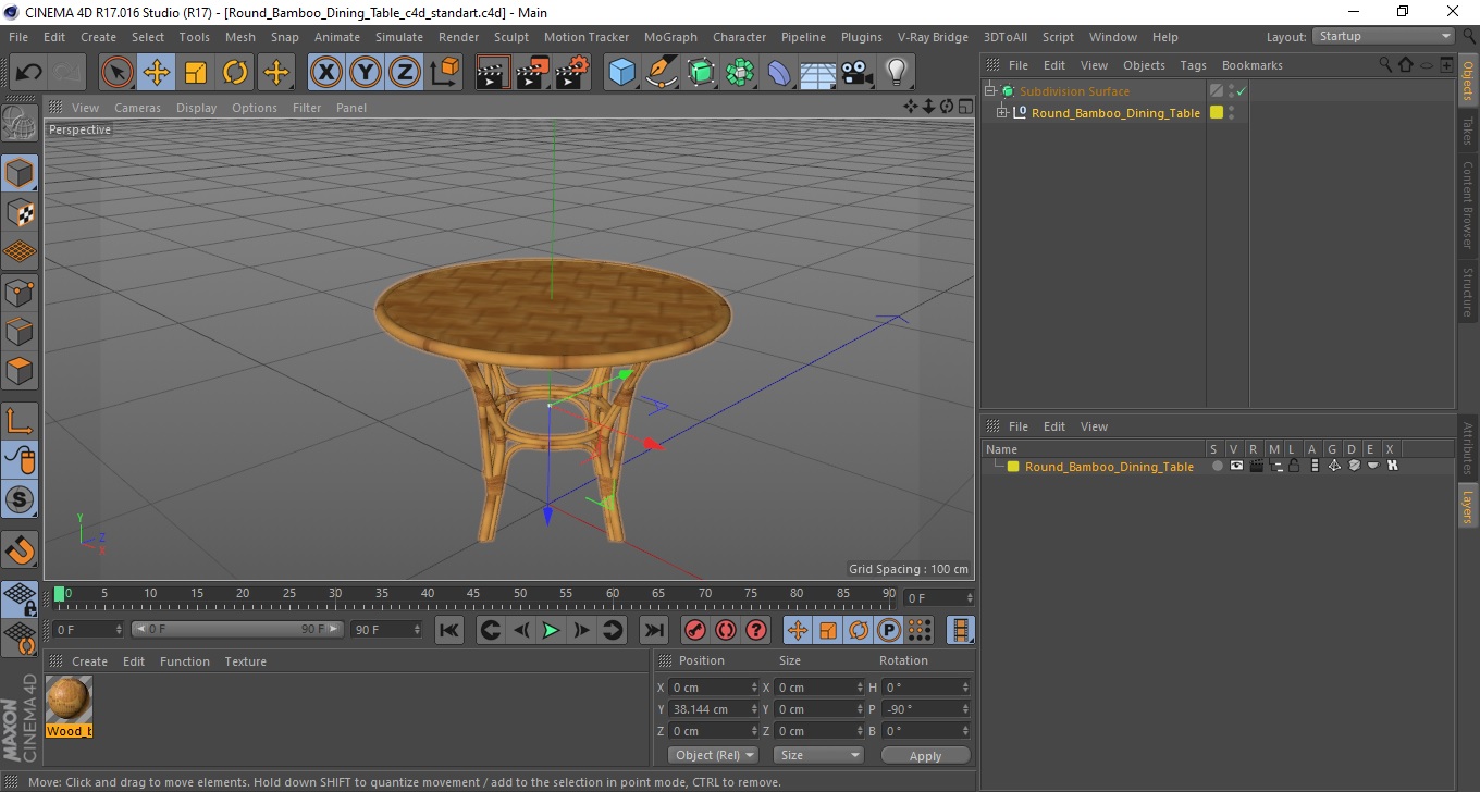 3D model Round Bamboo Dining Table