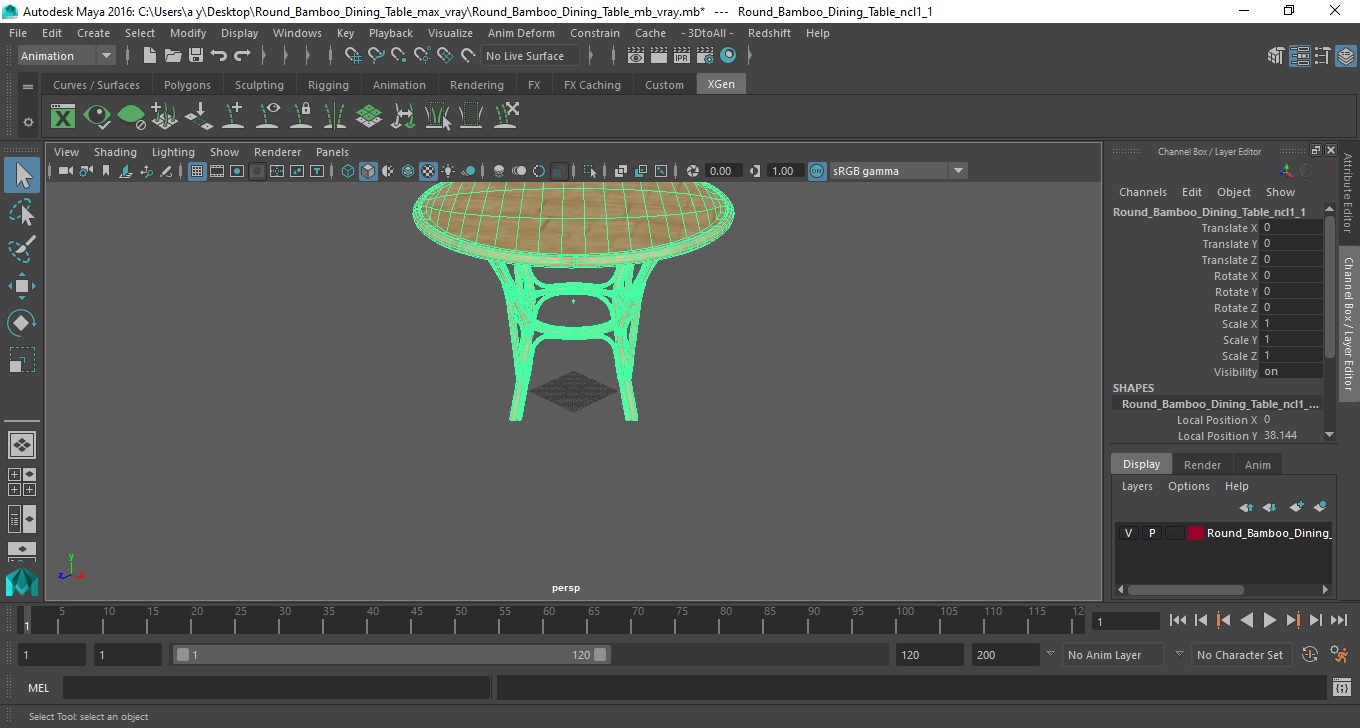 3D model Round Bamboo Dining Table