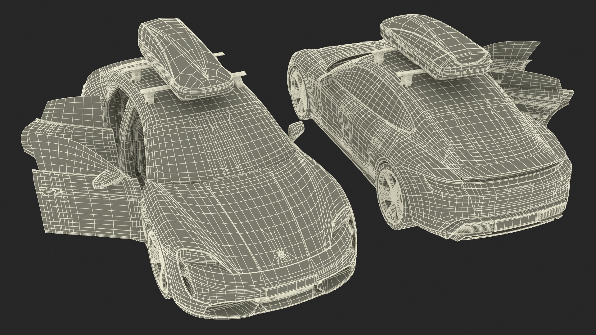 Porsche Taycan Turbo Black with Roofbox 3D model