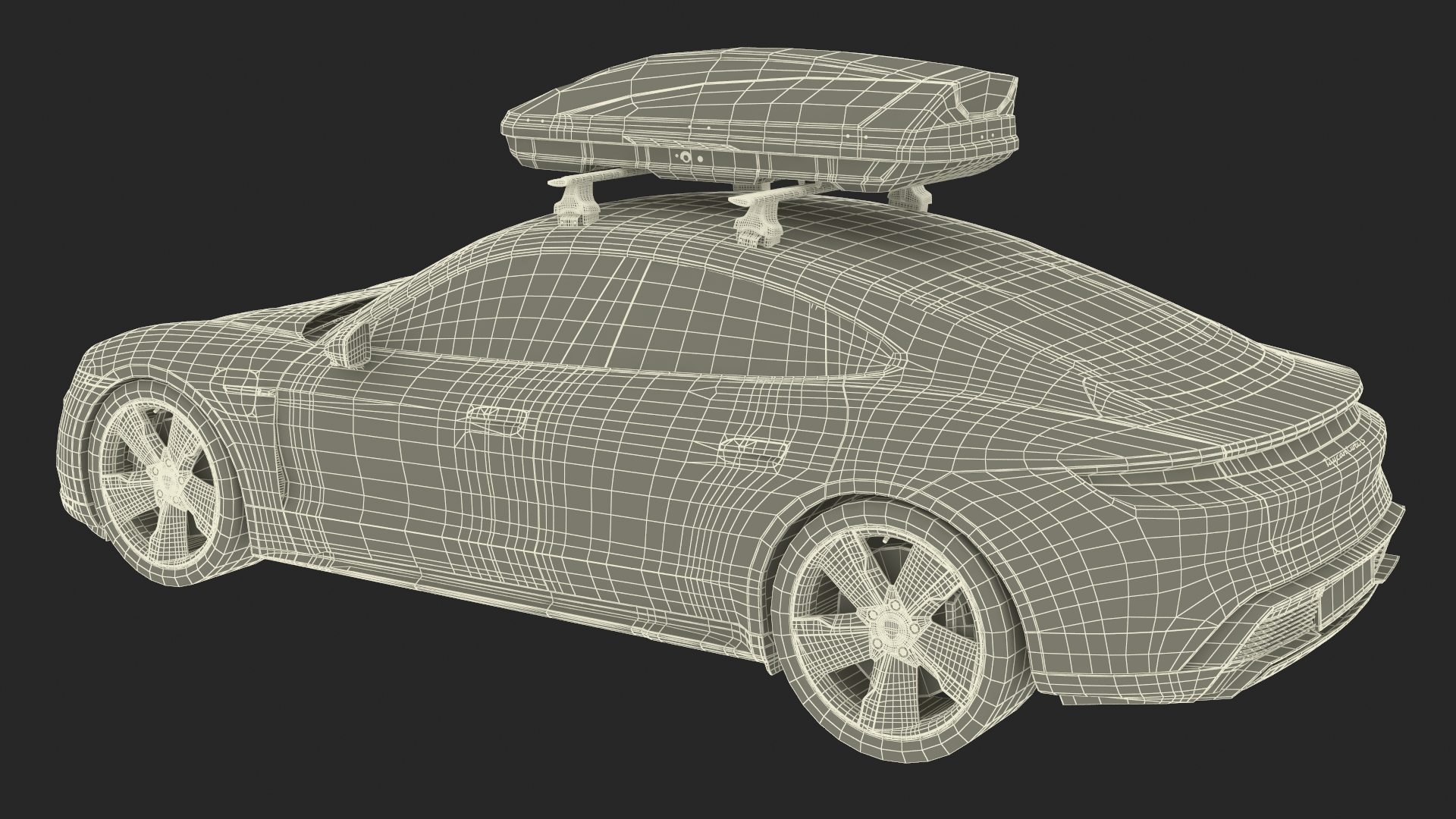 Porsche Taycan Turbo Black with Roofbox 3D model