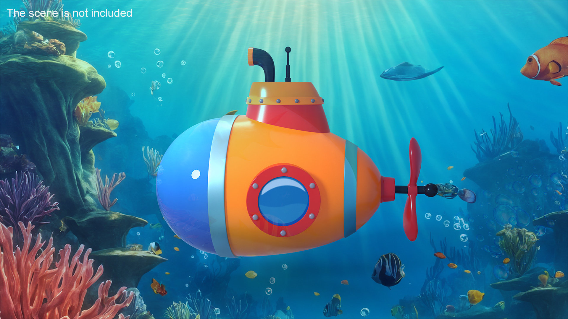 3D model Cartoon Style Submarine Yellow