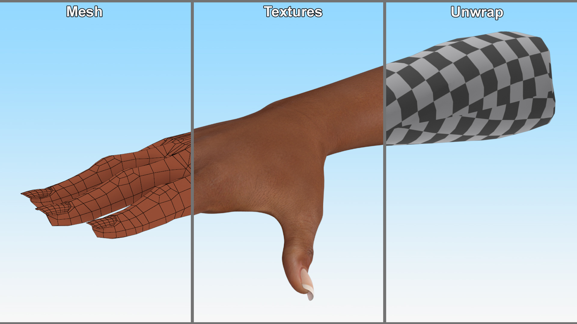 3D Female Realistic Hand Rigged model