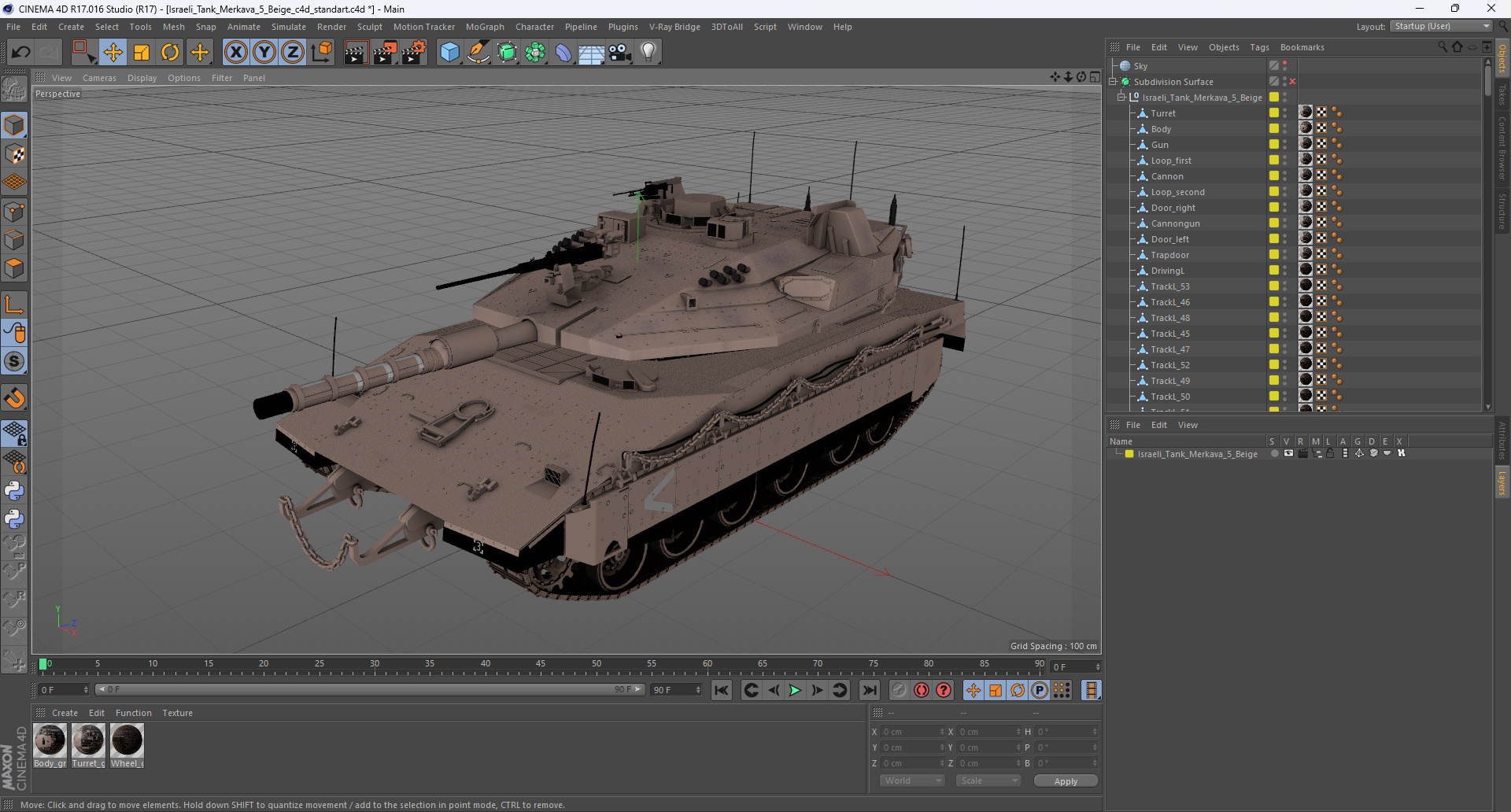 3D Israeli Tank Merkava 5 Beige model