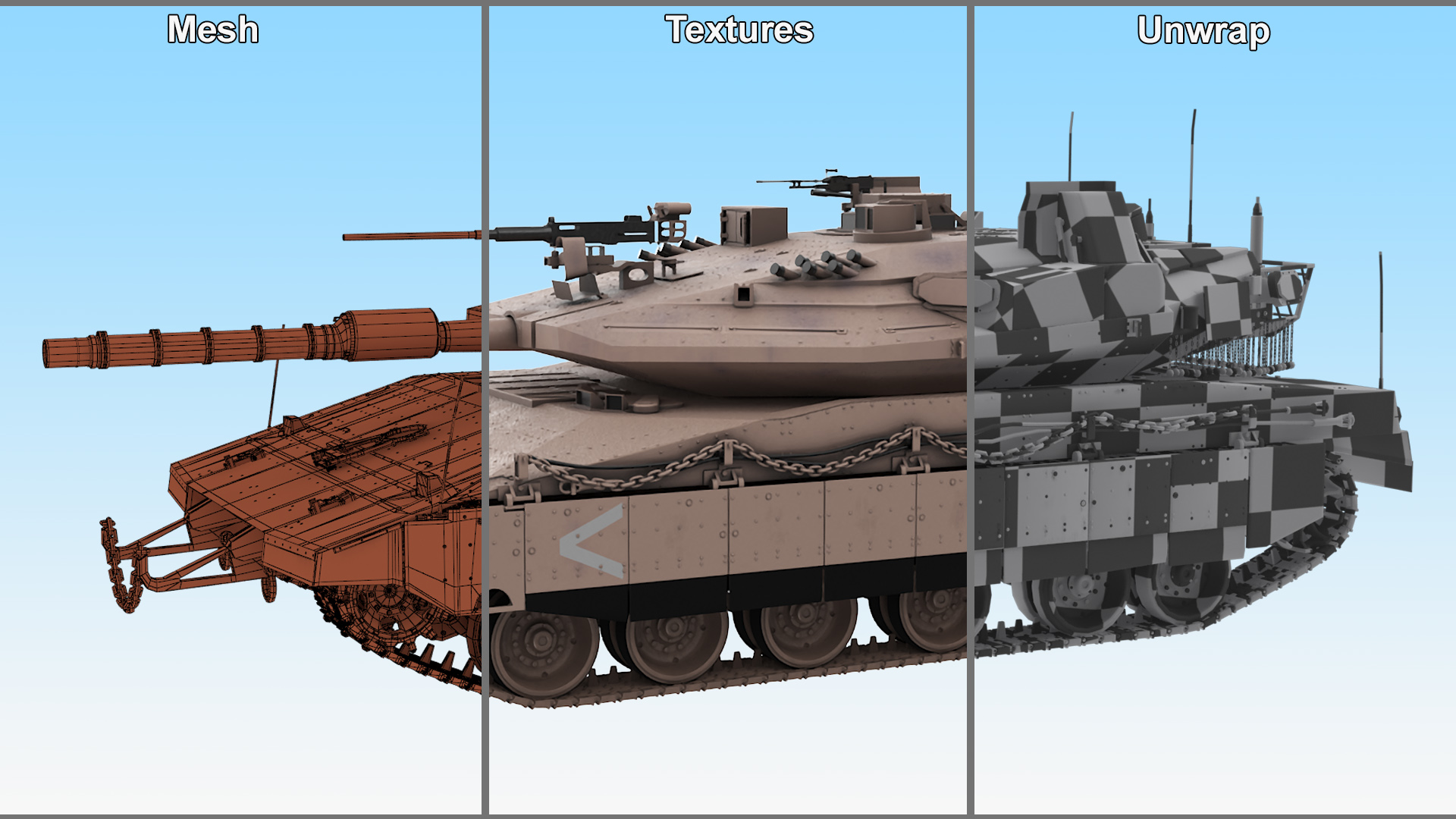 3D Israeli Tank Merkava 5 Beige model