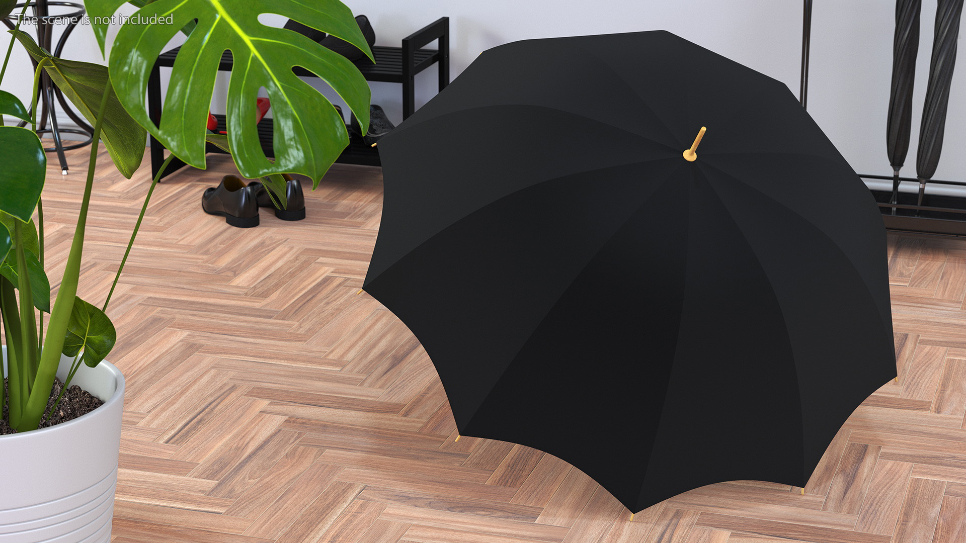 Auto Open Black Umbrella 3D model