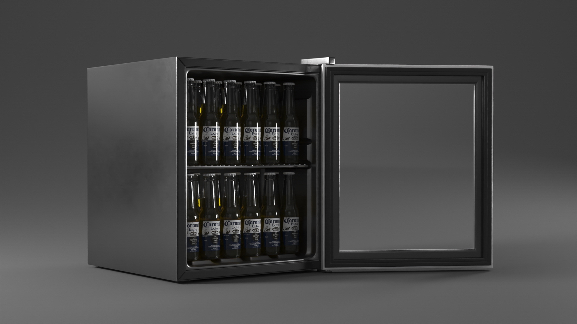 Beverage Cooler Fridge with Coronita Beer Bottles 3D model