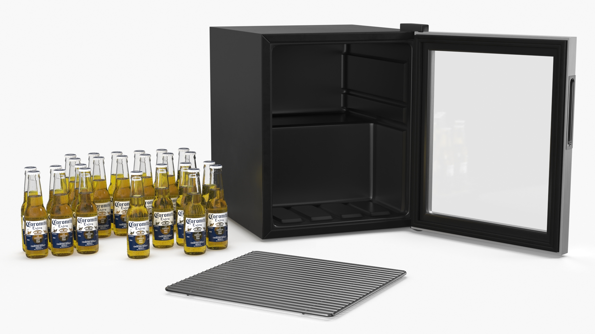 Beverage Cooler Fridge with Coronita Beer Bottles 3D model