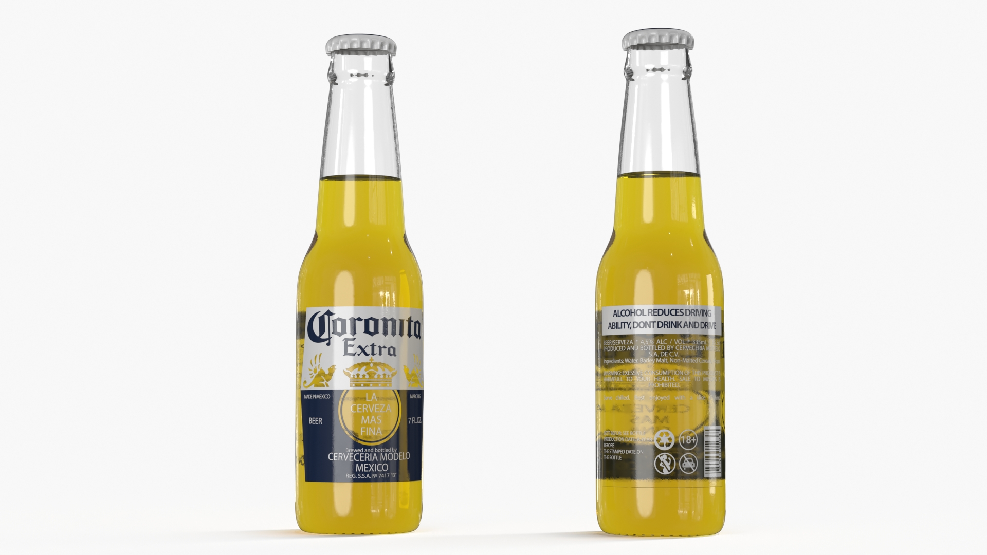 Beverage Cooler Fridge with Coronita Beer Bottles 3D model