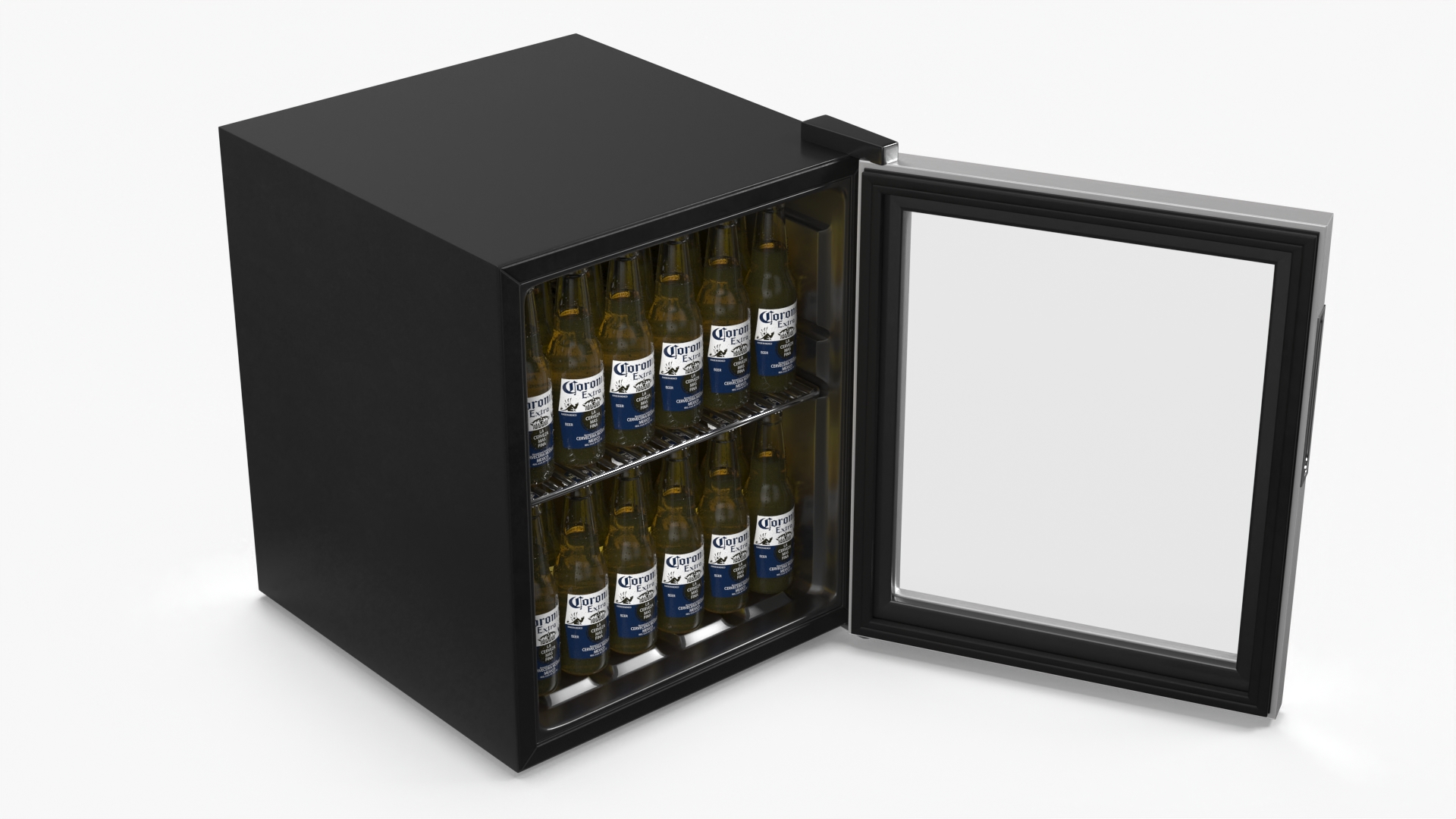 Beverage Cooler Fridge with Coronita Beer Bottles 3D model