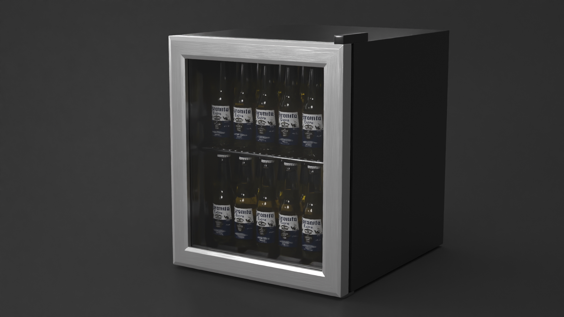 Beverage Cooler Fridge with Coronita Beer Bottles 3D model