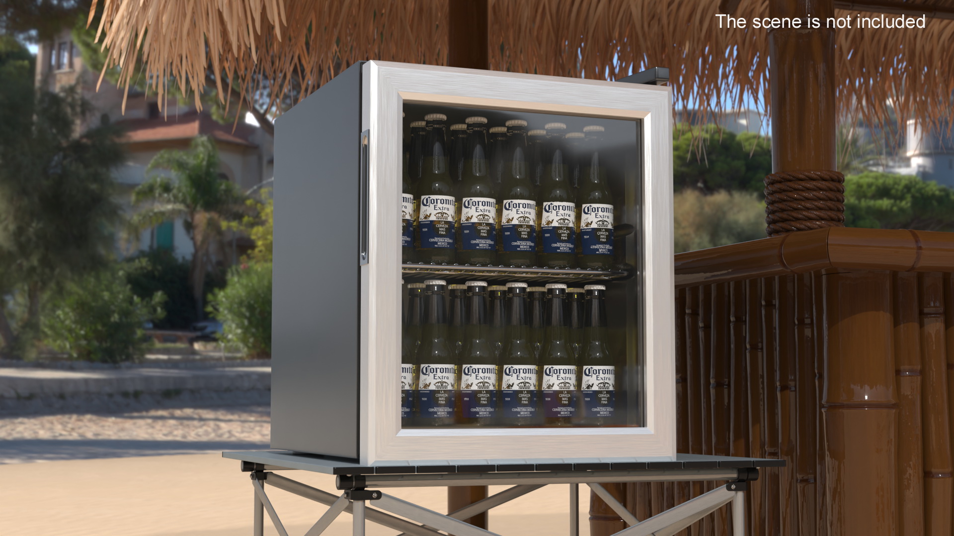 Beverage Cooler Fridge with Coronita Beer Bottles 3D model