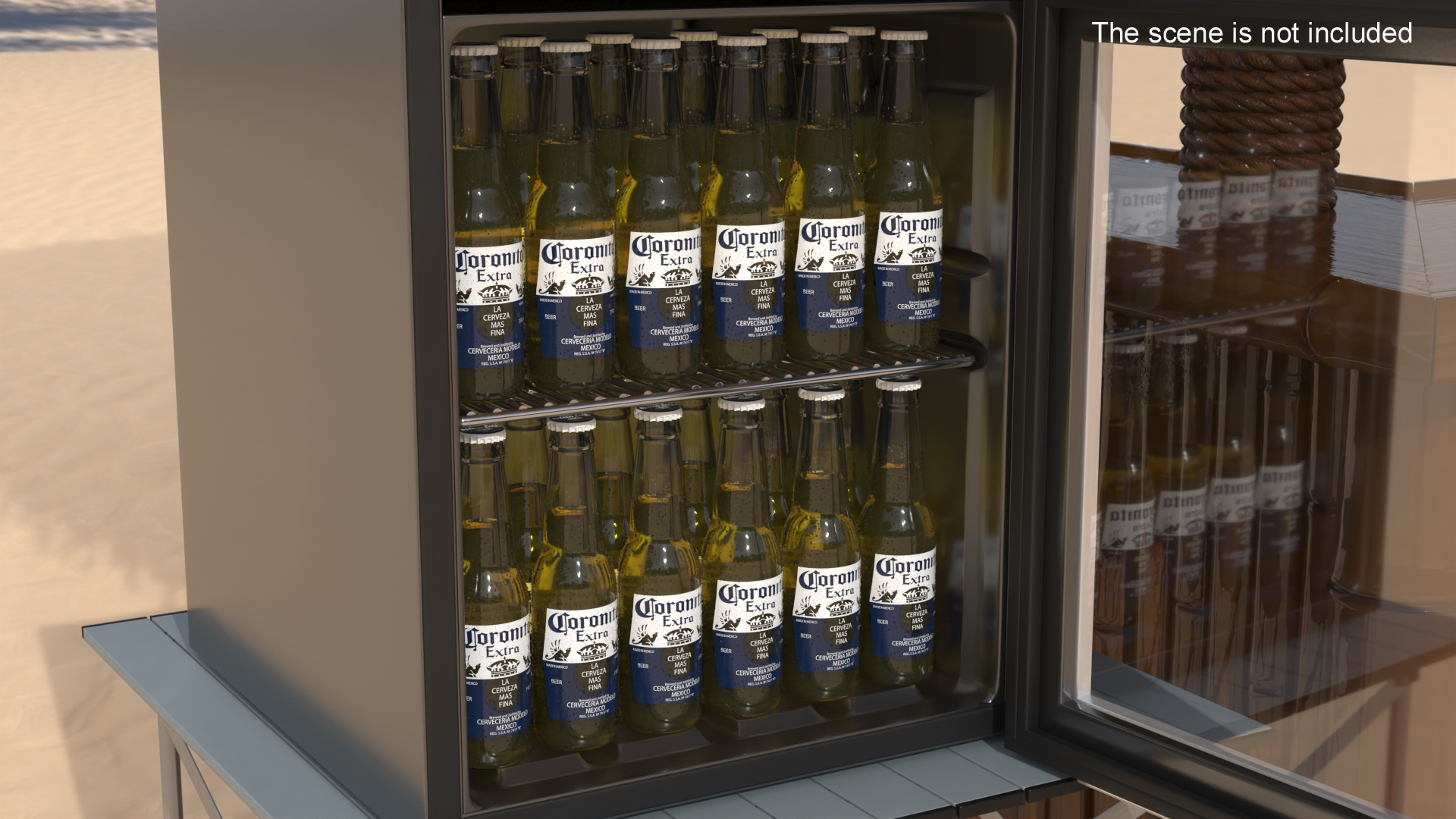 Beverage Cooler Fridge with Coronita Beer Bottles 3D model