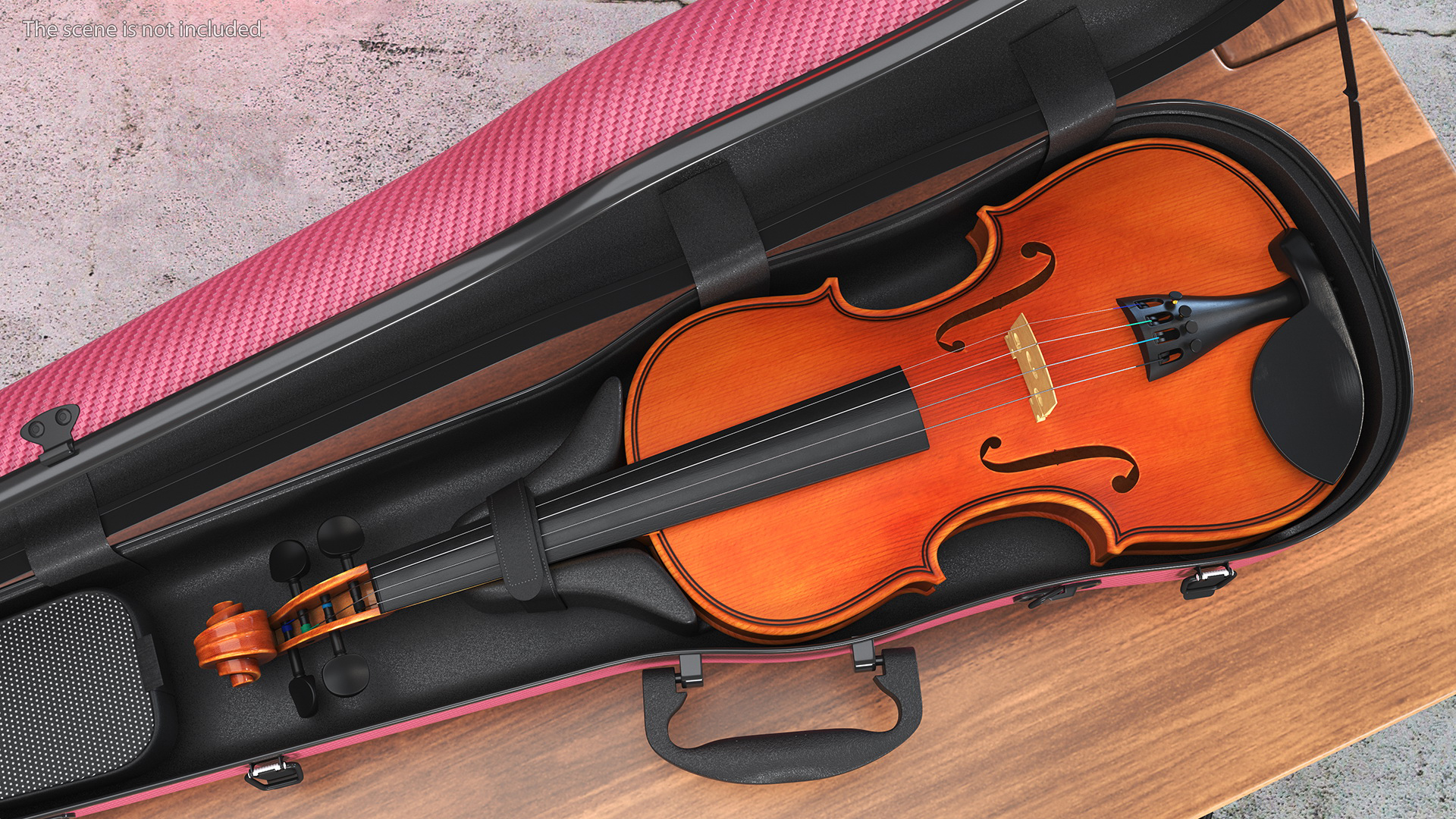 Hard Case Violin Gewa Pure Red Open with Violin 3D